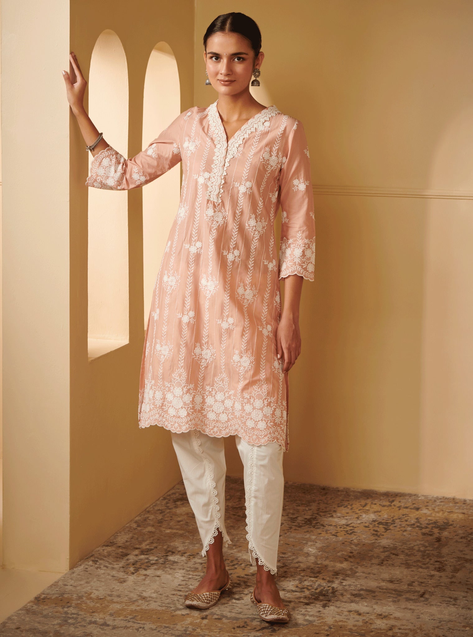 Dhansiri Supima Cotton Beige Kurta Set
