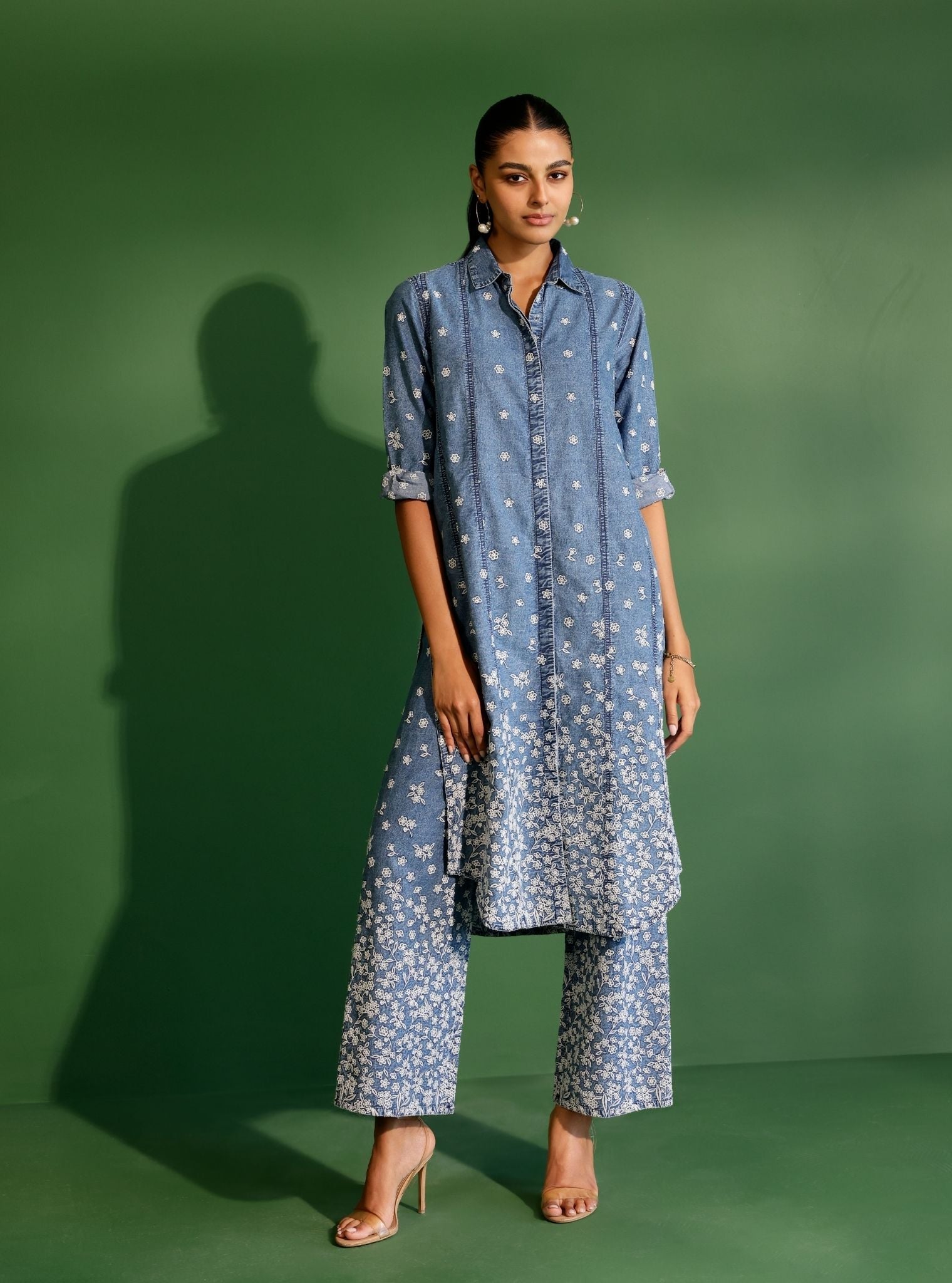 Moor Denim Long Shirt Co-ord Set