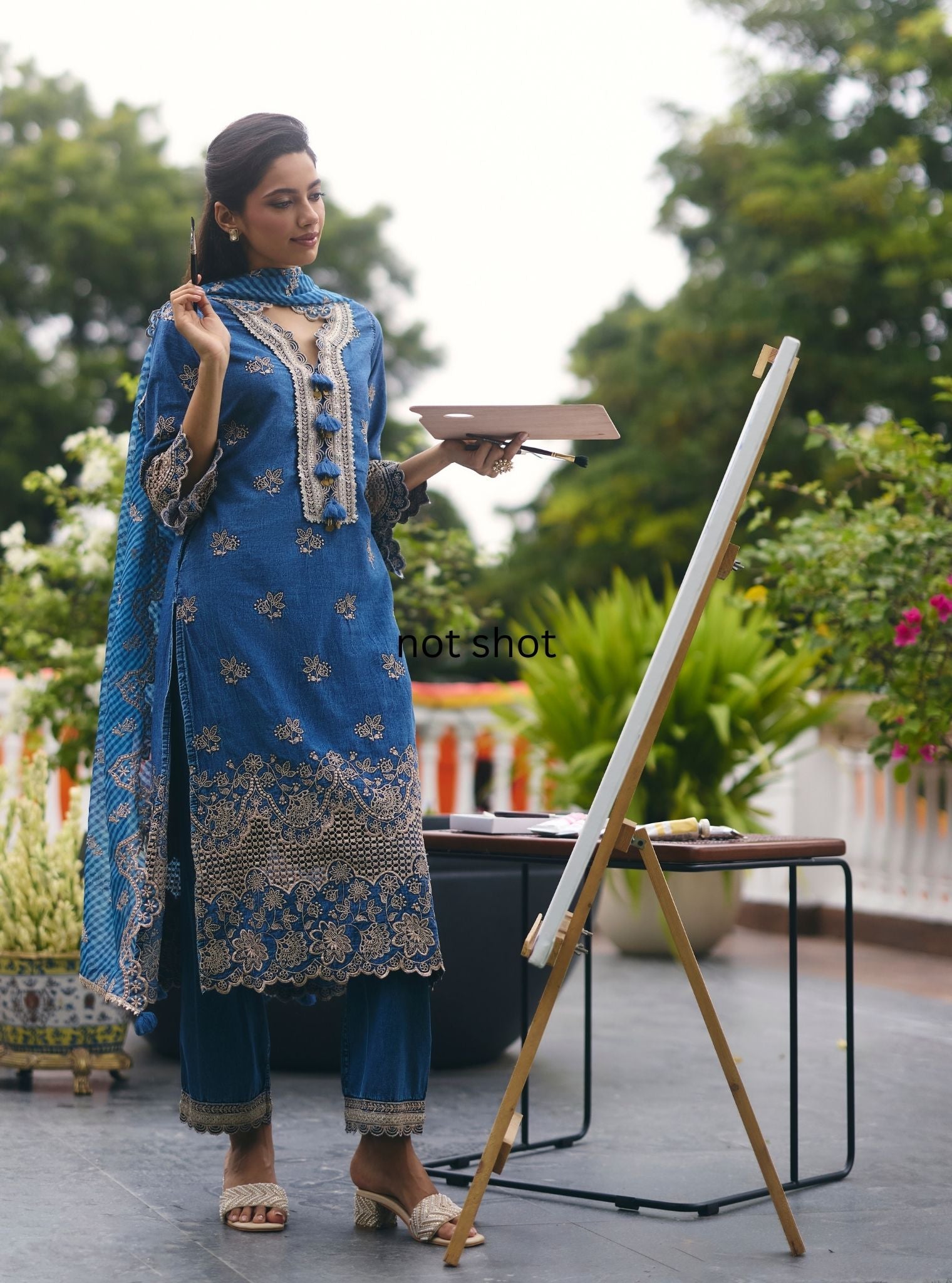 Luri Denim Kurta Set