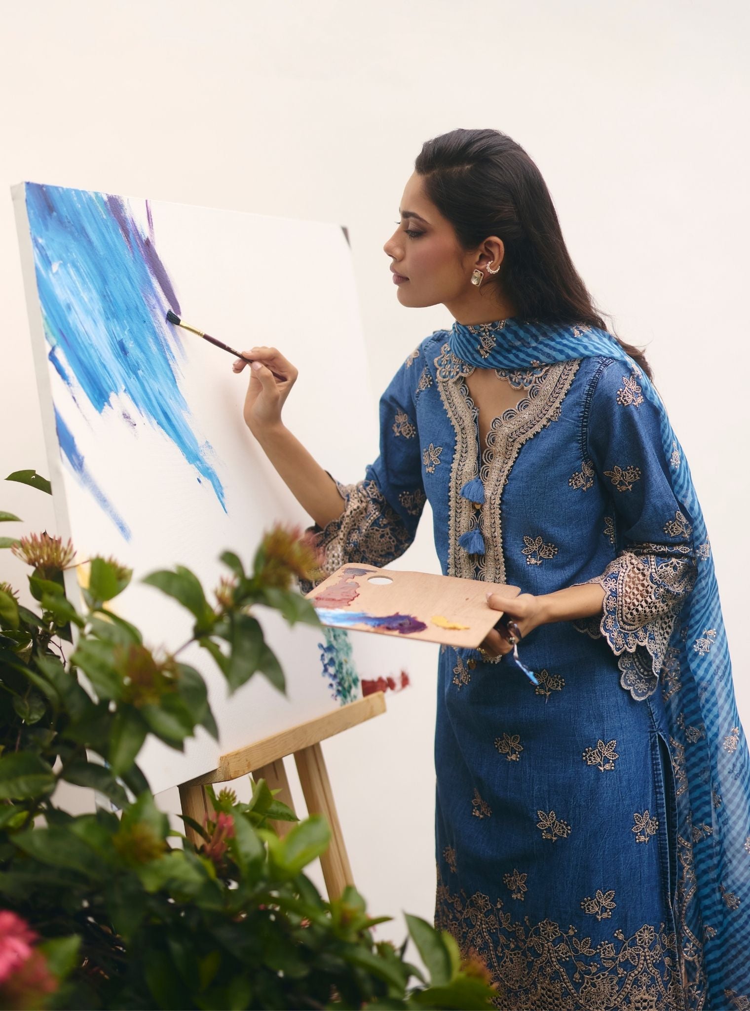 Luri Denim Kurta Set