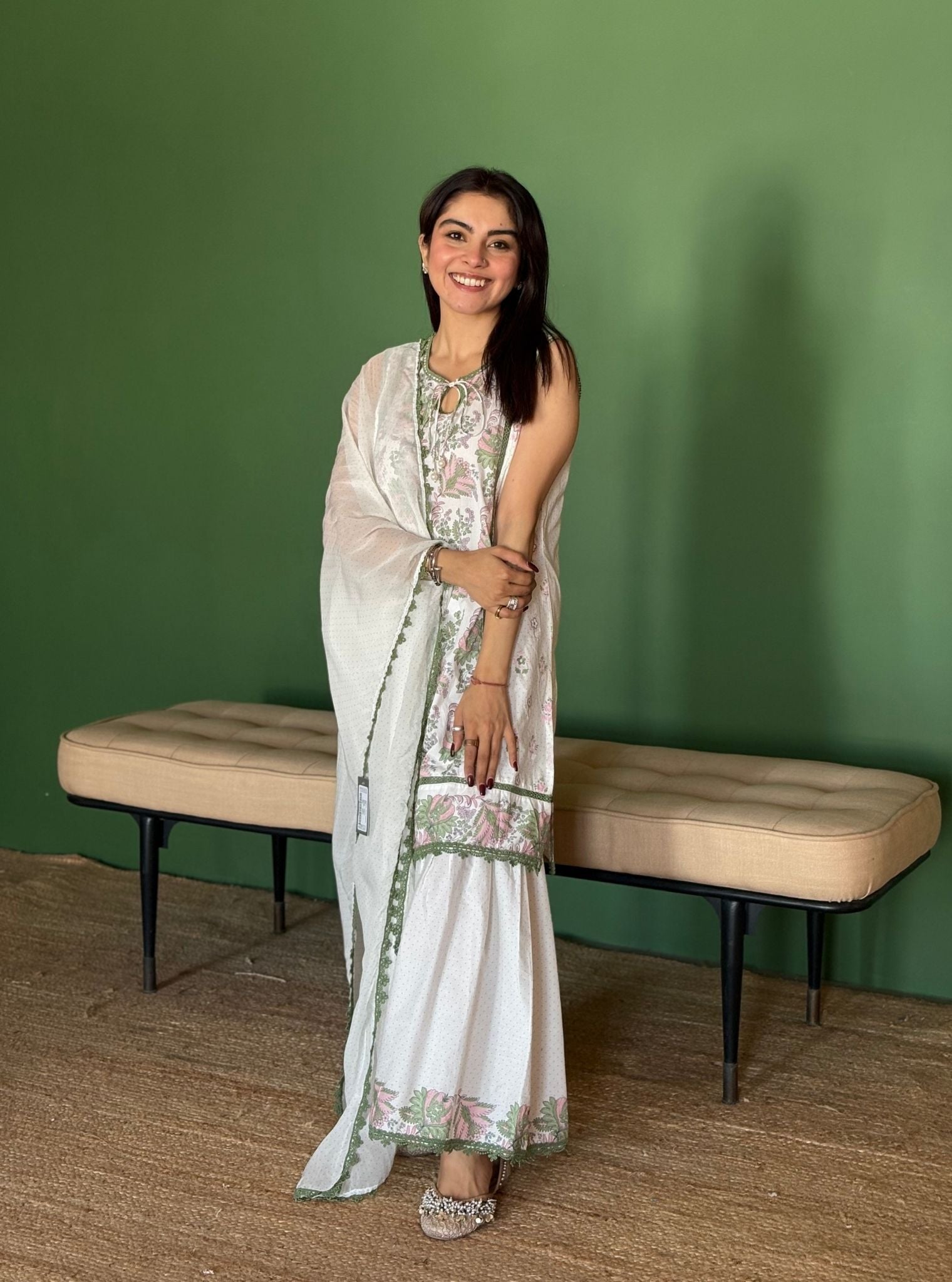 Sakura Supima Cotton Green Kurta Set