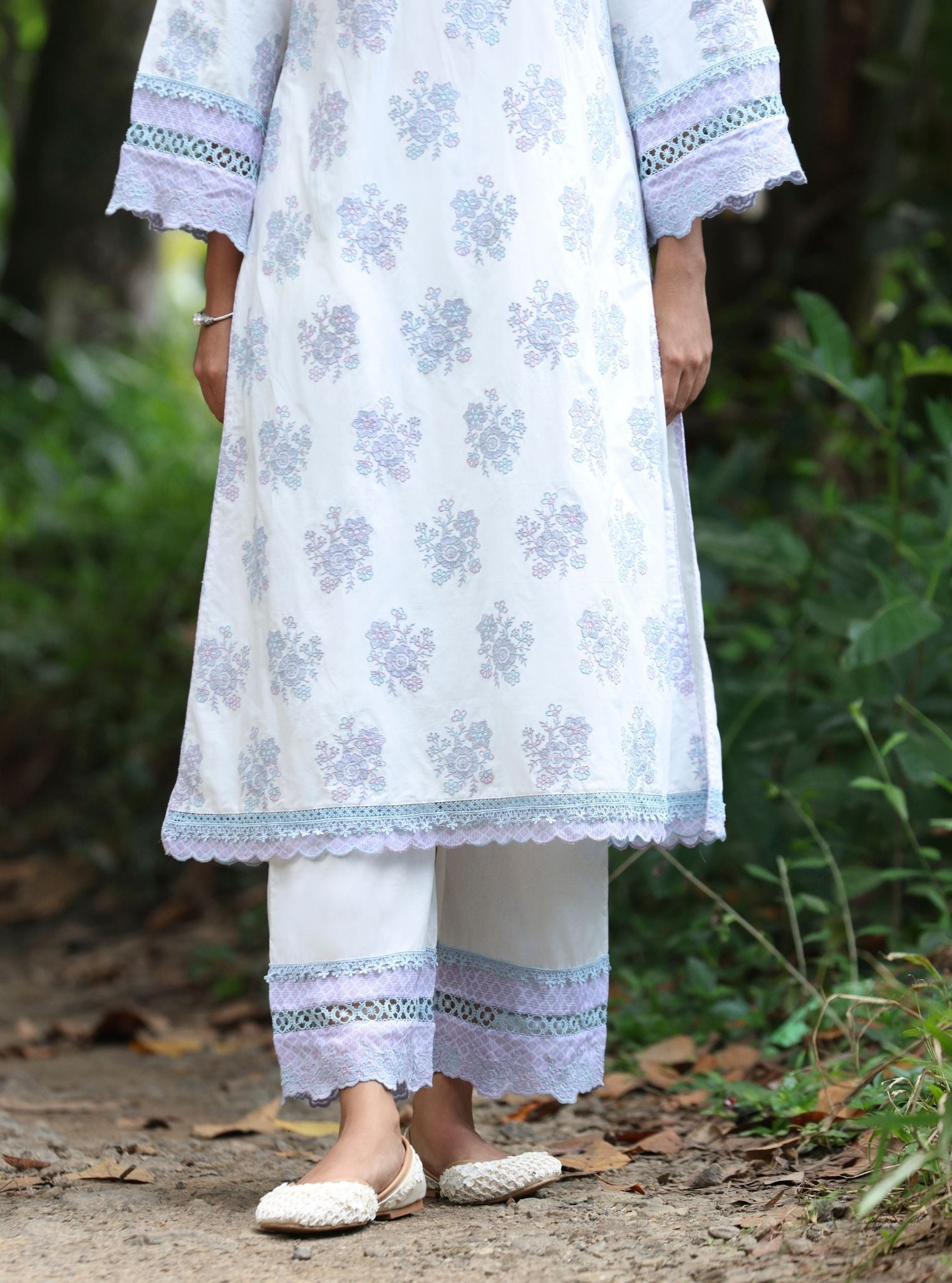 Arasi Supima Cotton White Kurta Set