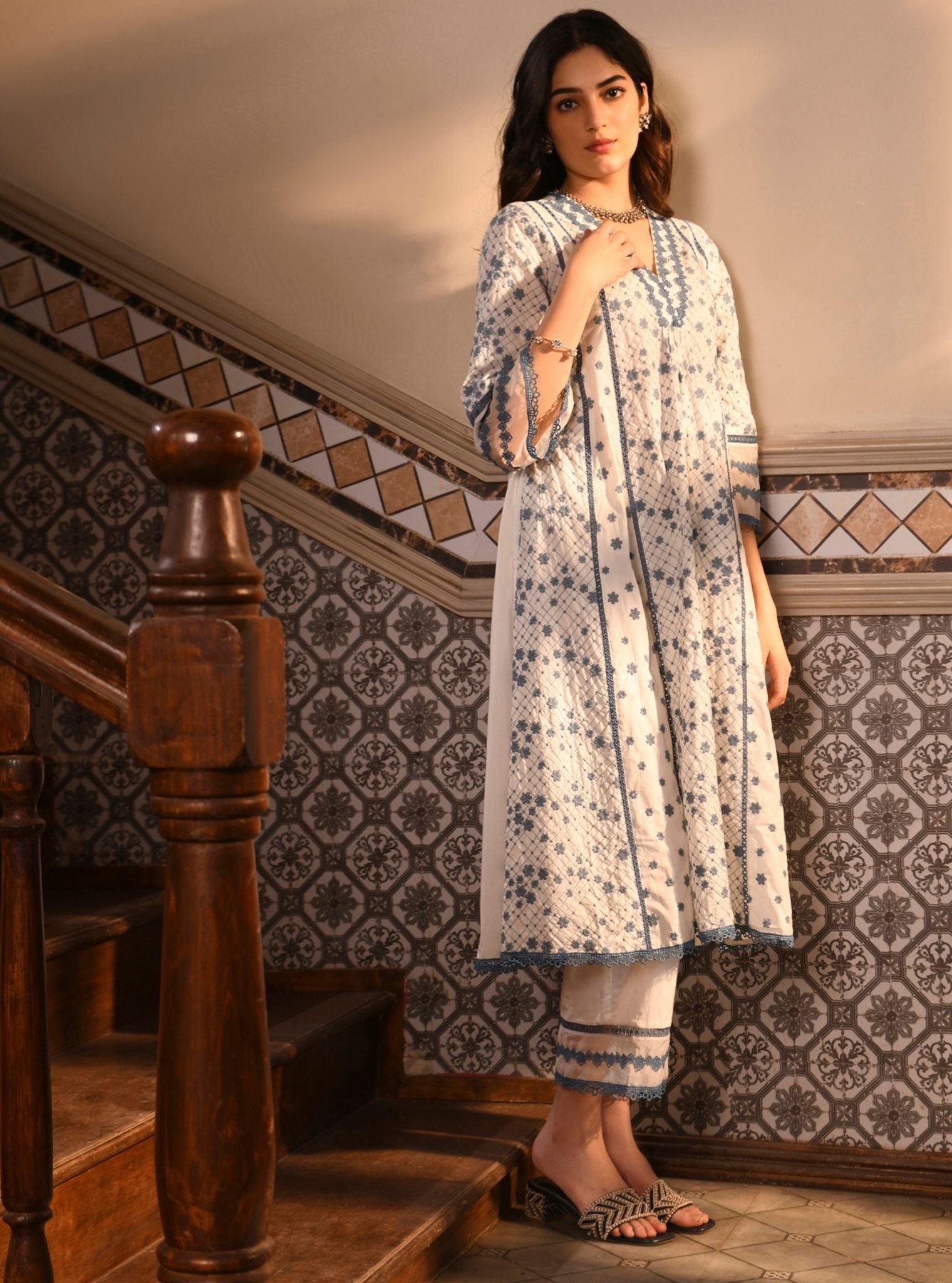 Kishi Supima Cotton White Kurta Set