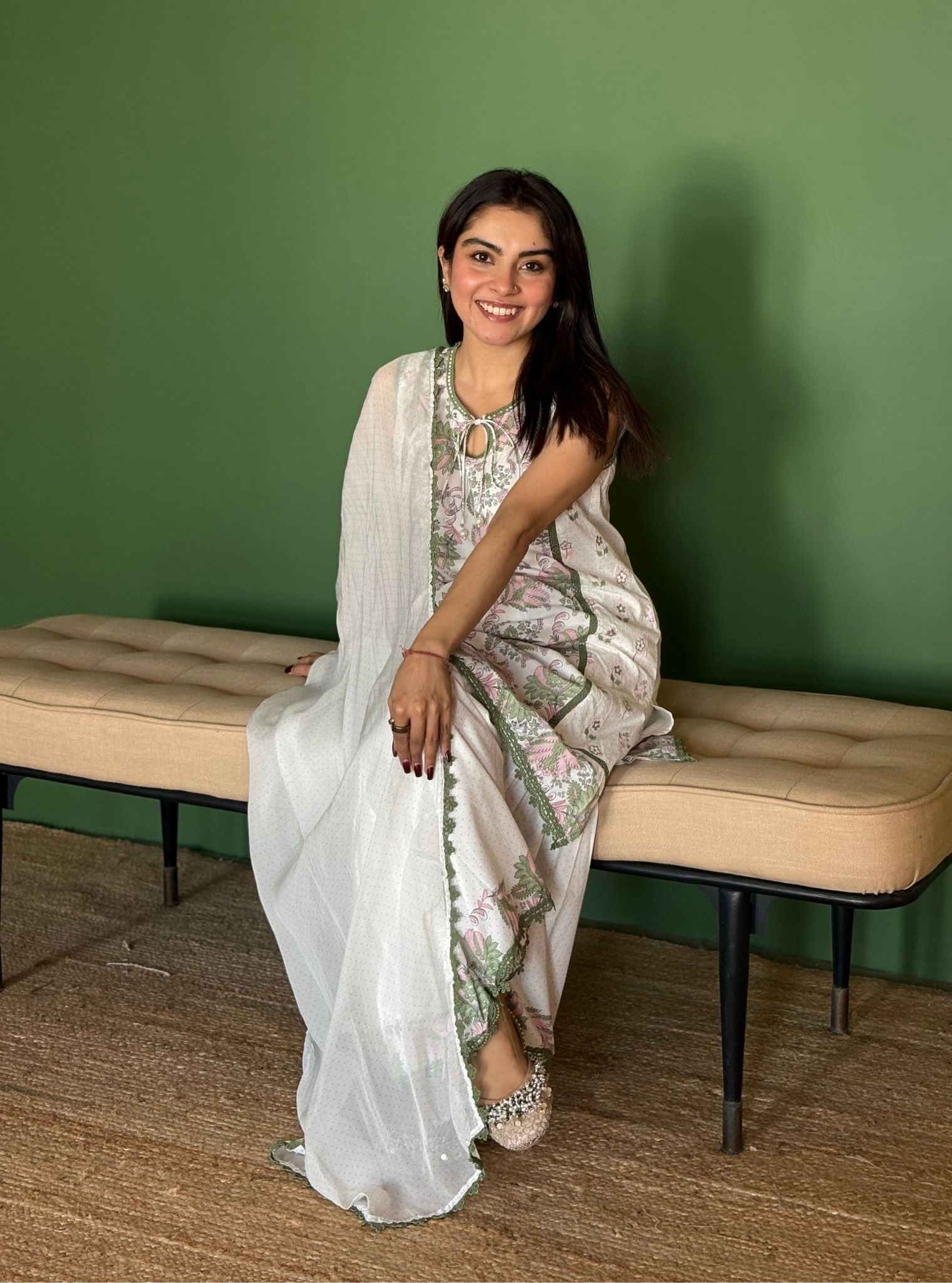 Sakura Supima Cotton Green Kurta Set