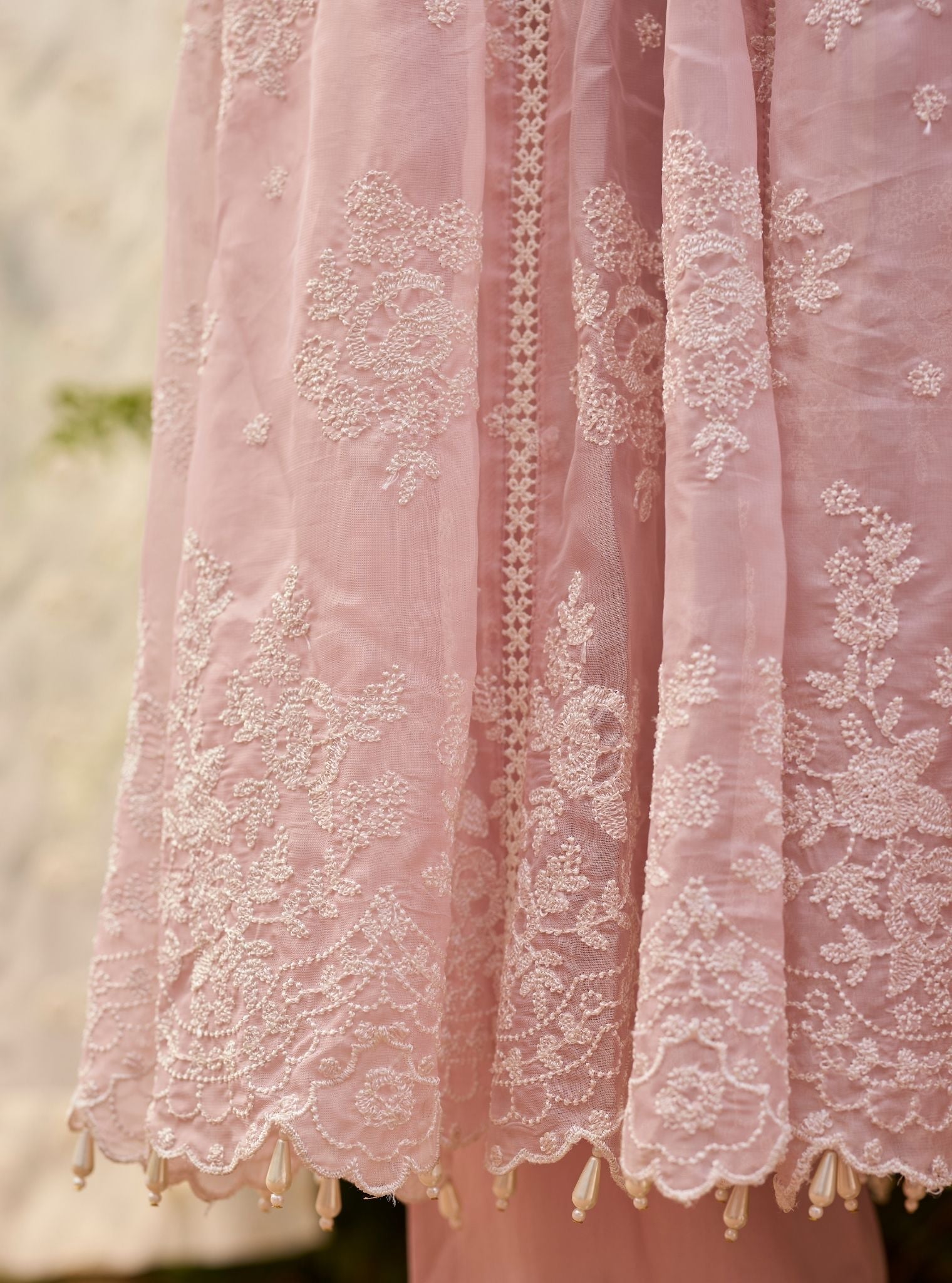 Lilo Organza Dusty Pink Anarkali Set