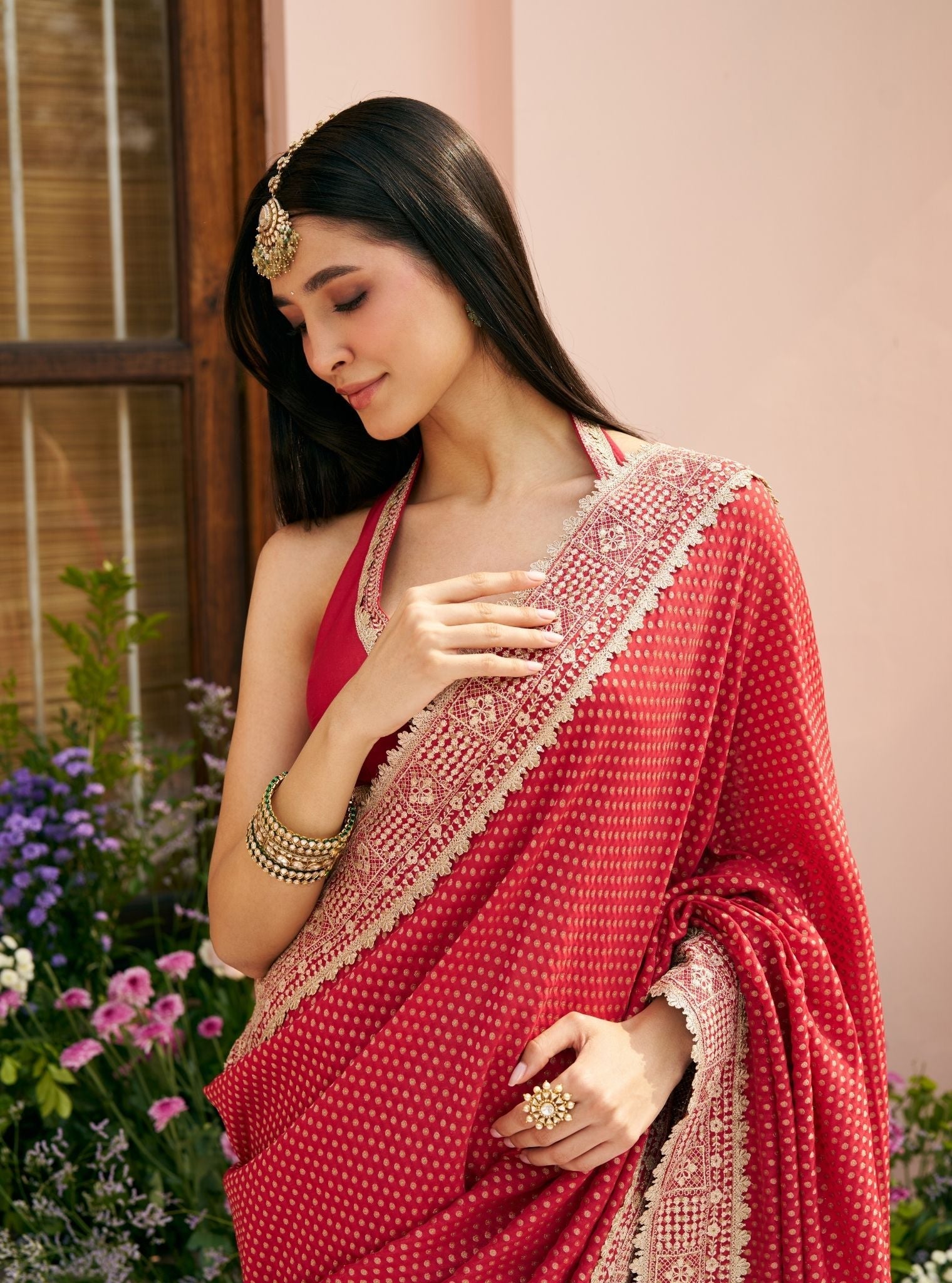 Pankhuri Banarsi Red Saree
