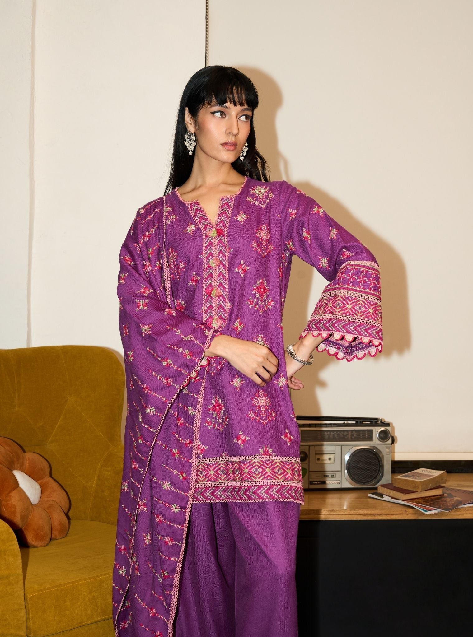Colette Wool Purple Kurta Set