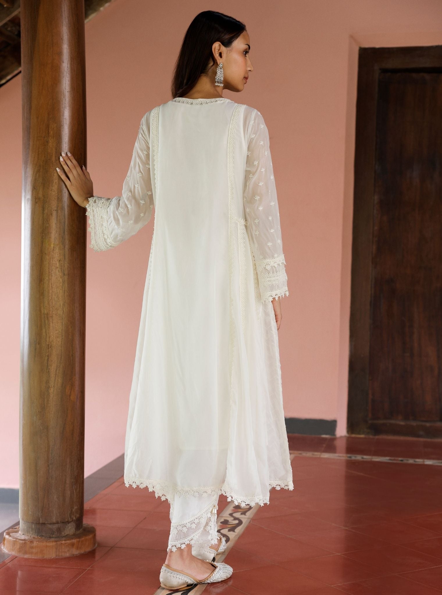 Neesa Organza White Anarkali Kurta Set