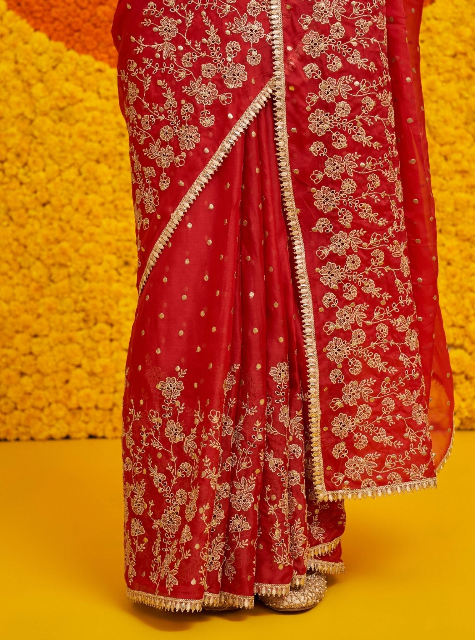 Jigar Organza Red Saree
