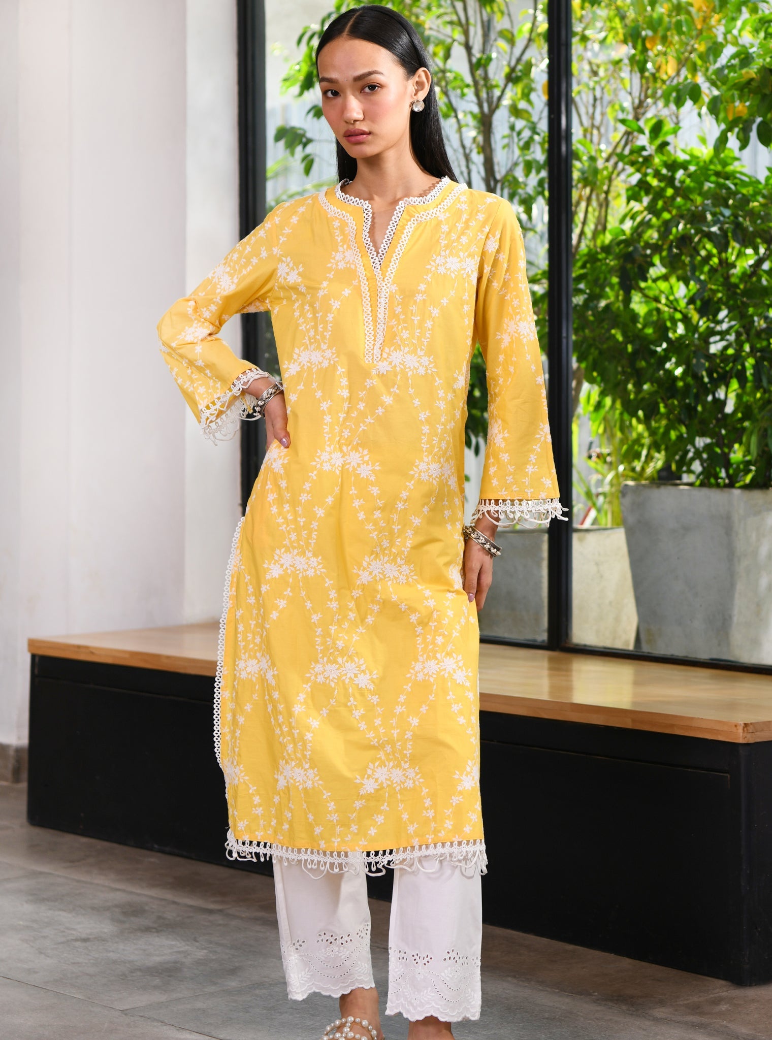 Mulmul Supima Cotton Arki Yellow Kurta
