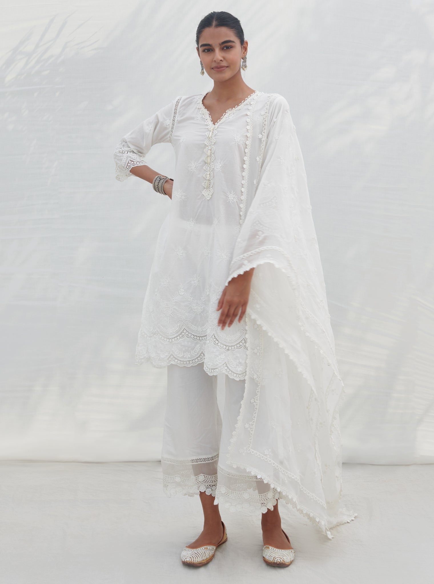 Mulmul Supima Cotton Acoi White kurta