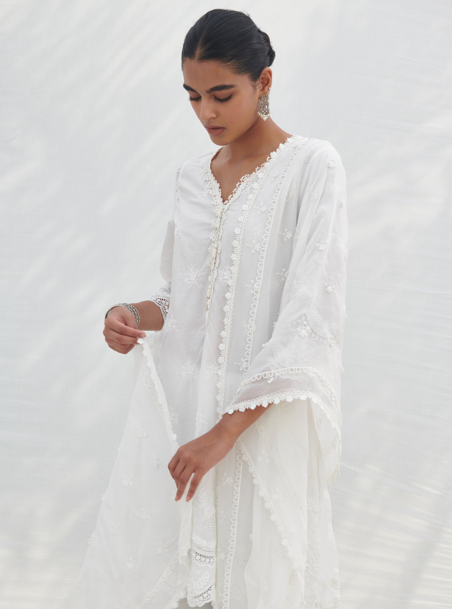 Mulmul Supima Cotton Acoi White kurta