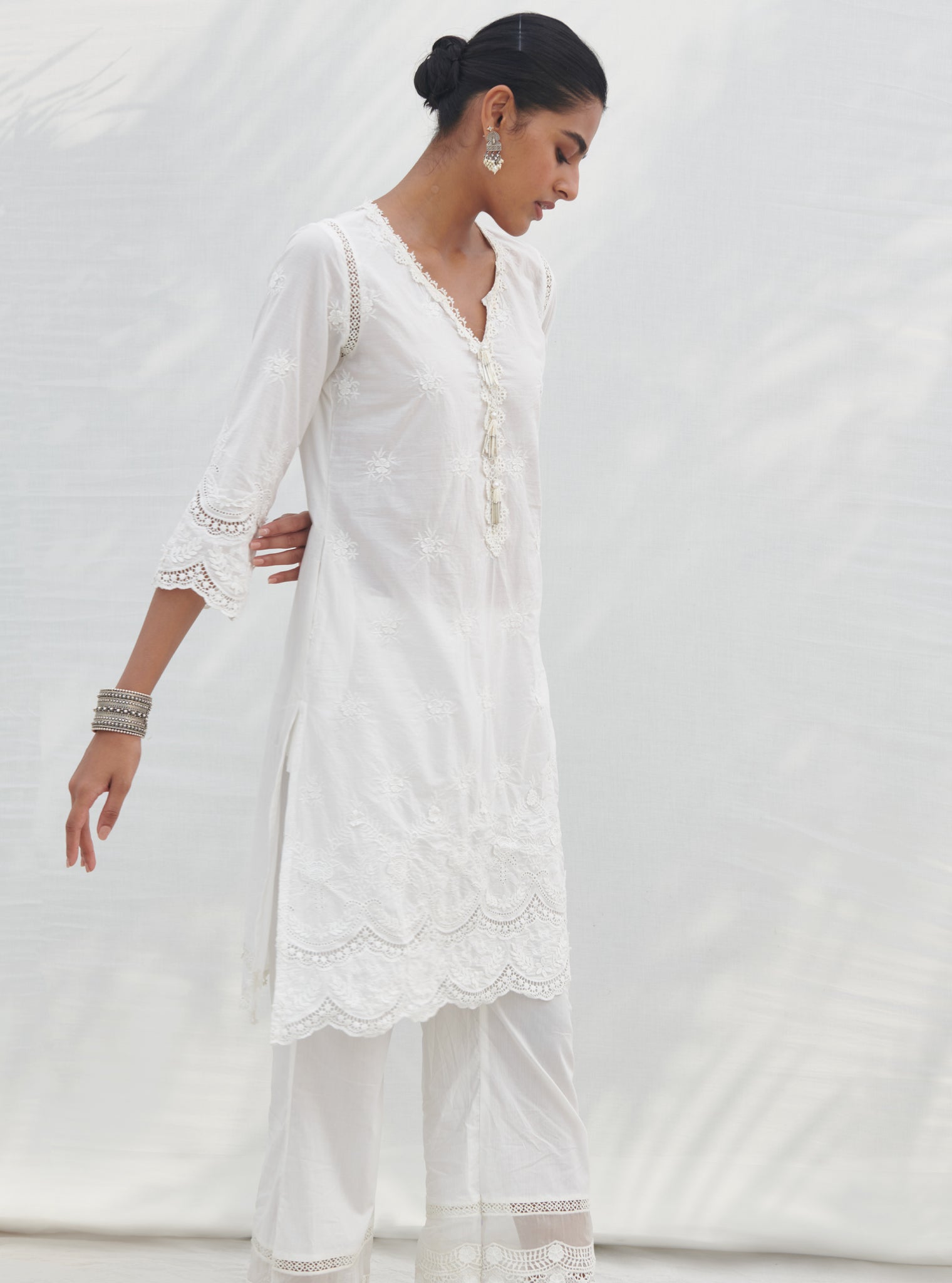 Mulmul Supima Cotton Acoi White kurta