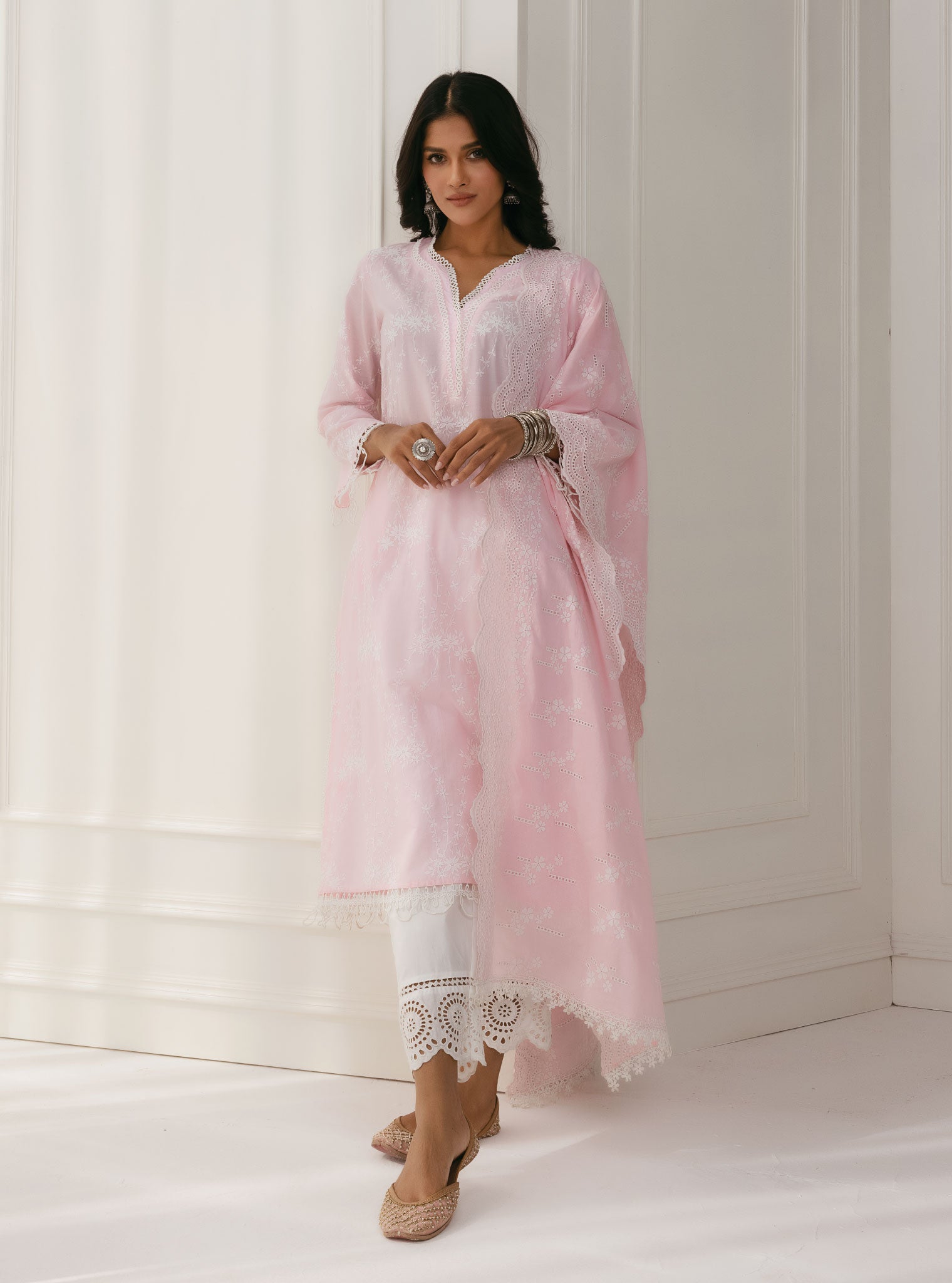 Mulmul Cotton Arki Pink Kurta