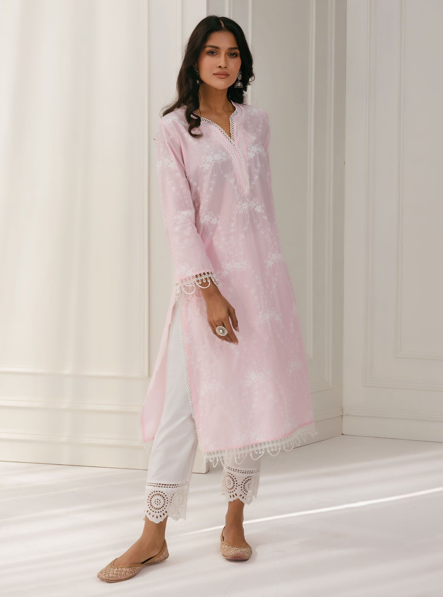 Mulmul Cotton Arki Pink Kurta
