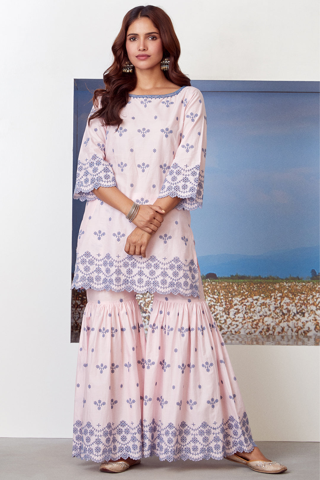 Mulmul Supima Cotton Ashberry Pink Kurta