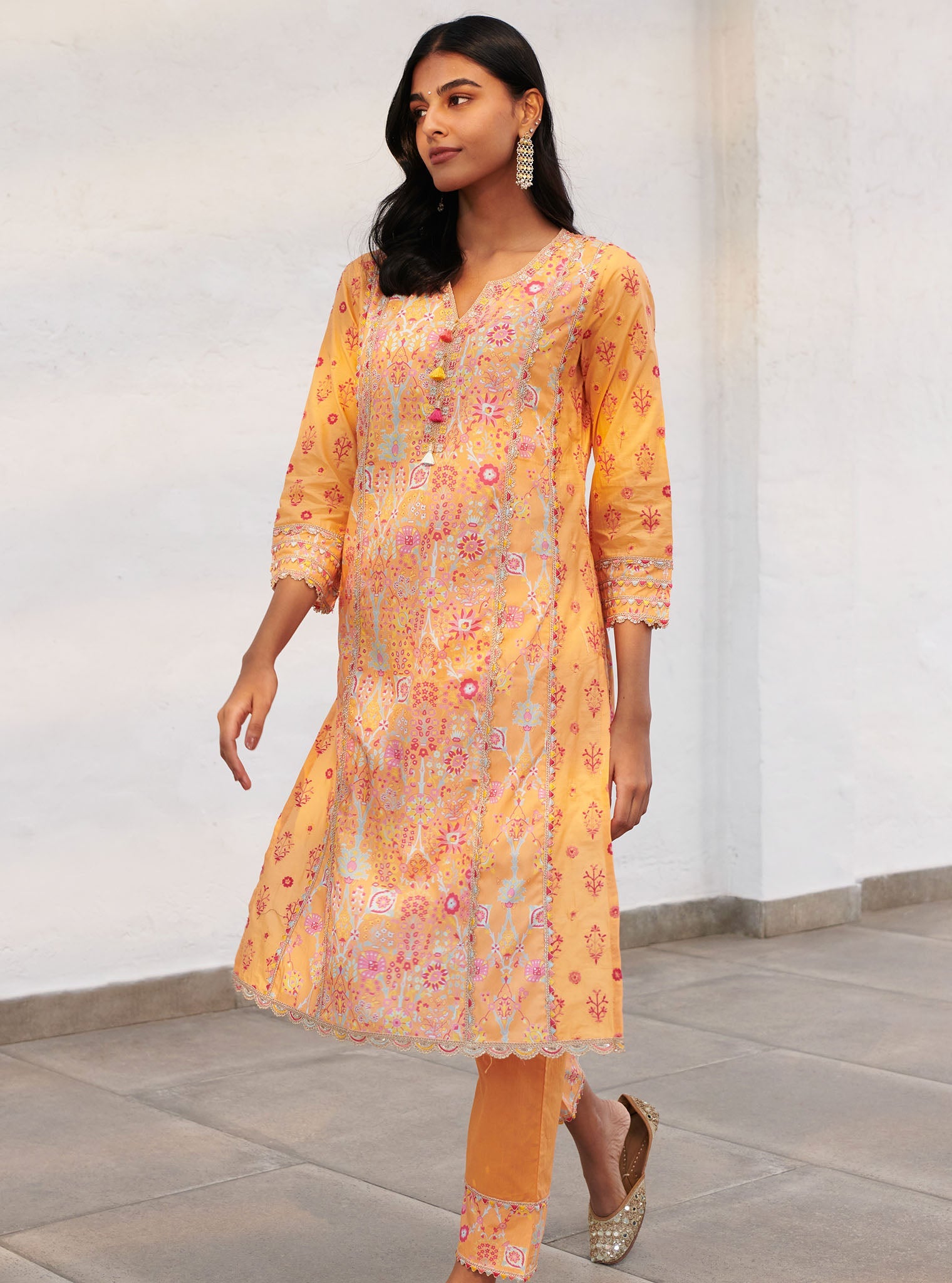 Avery Supima Cotton Orange Kurta Set