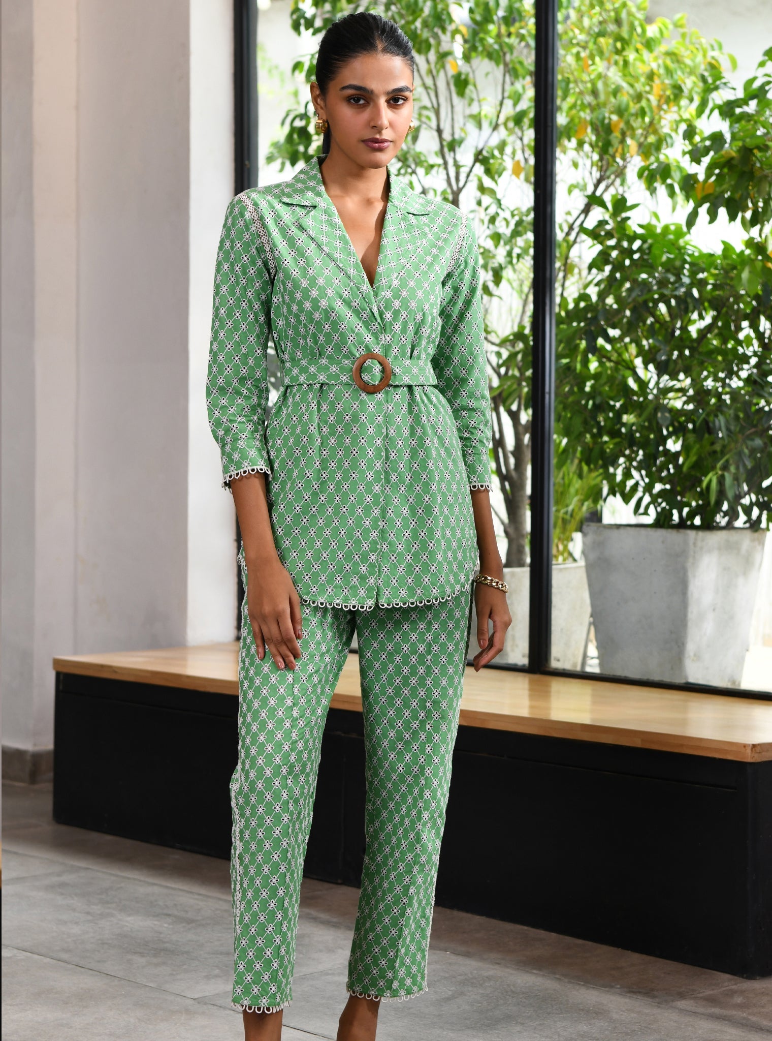 Bergenia Cotton Green Co-ord Set