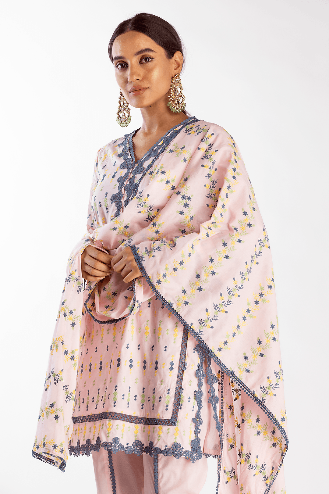 Mulmul Supima Cotton Botanica Pink Dupatta