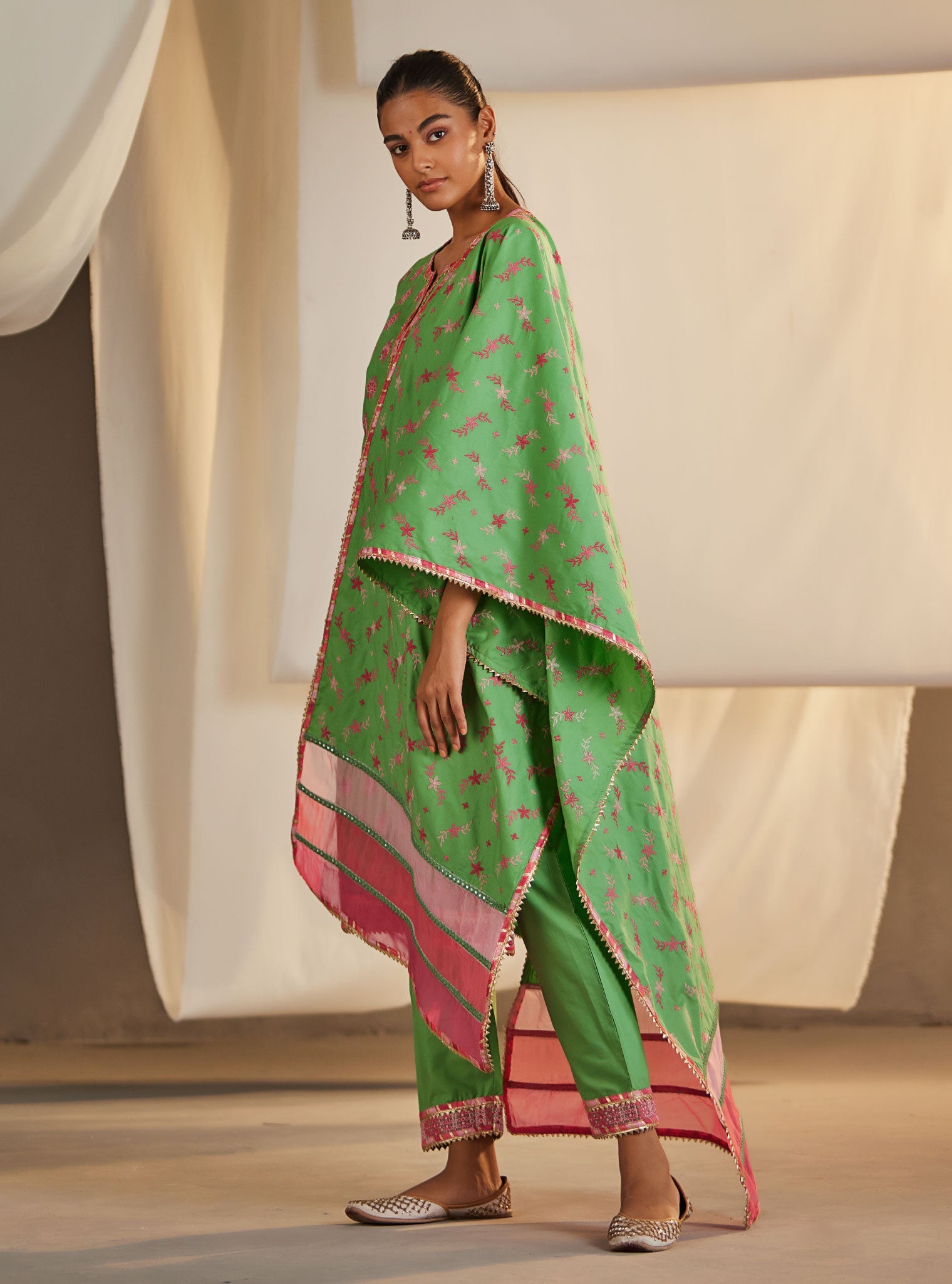 Denise Supima Cotton Green Kurta Set