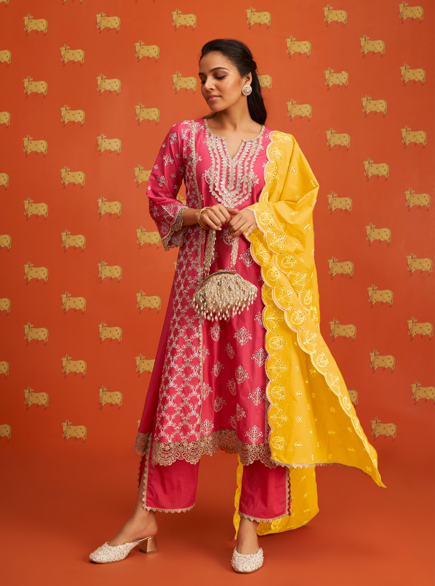Itsara Supima Cotton Fuschia Kurta Set