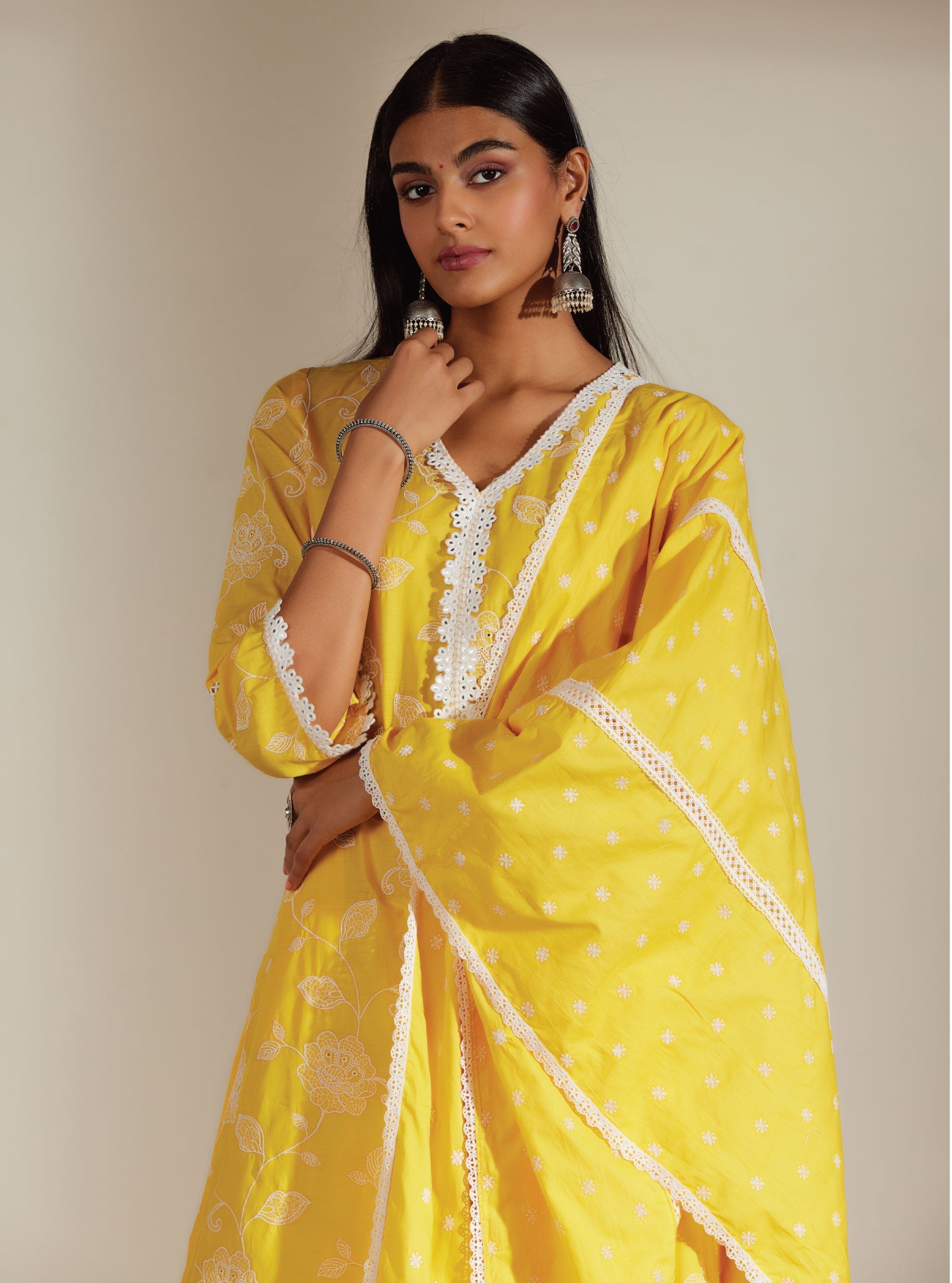 Mulmul Supima Cotton Delia Mango Dupatta