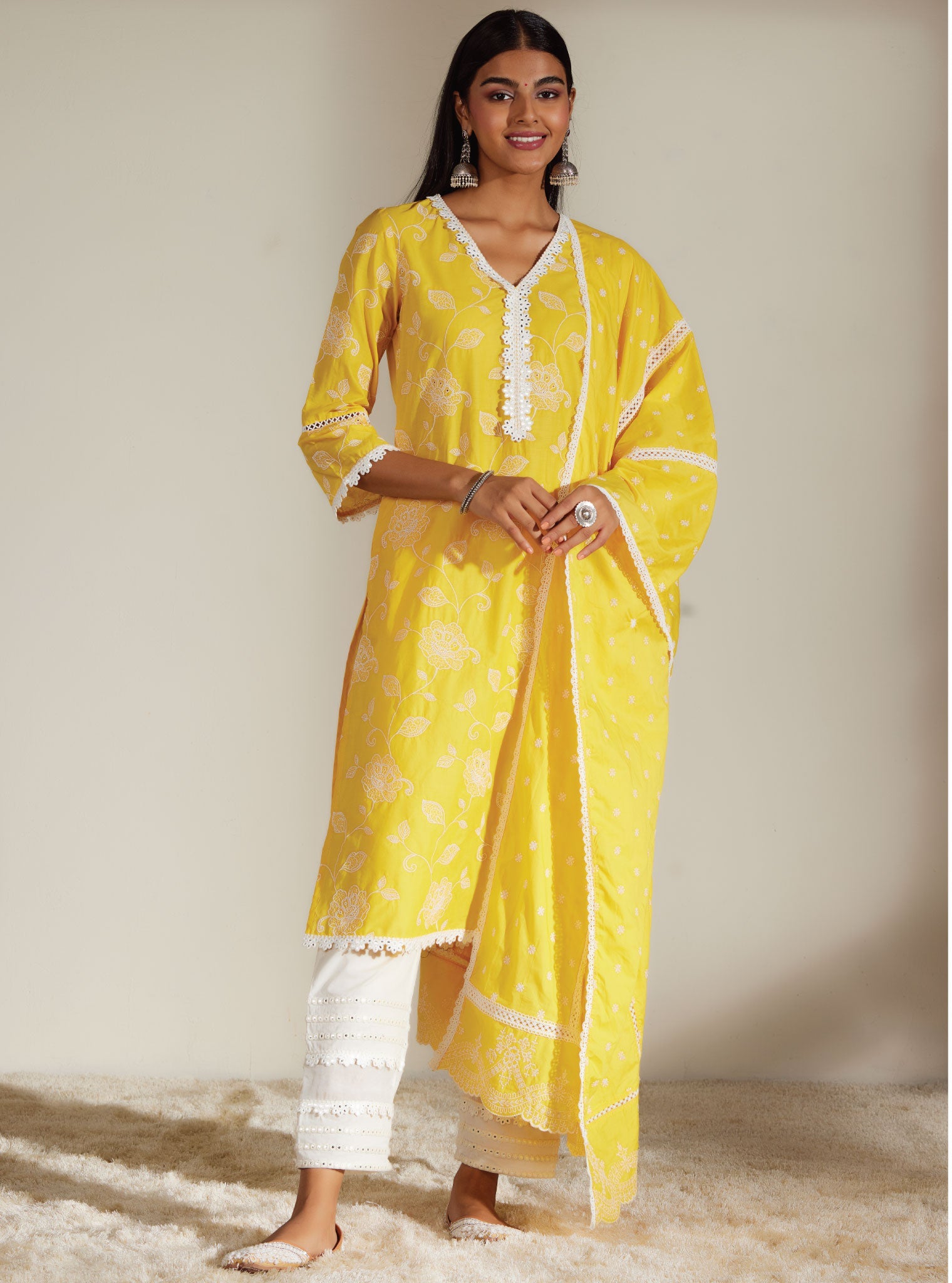 Mulmul Supima Cotton Delia Mango Dupatta