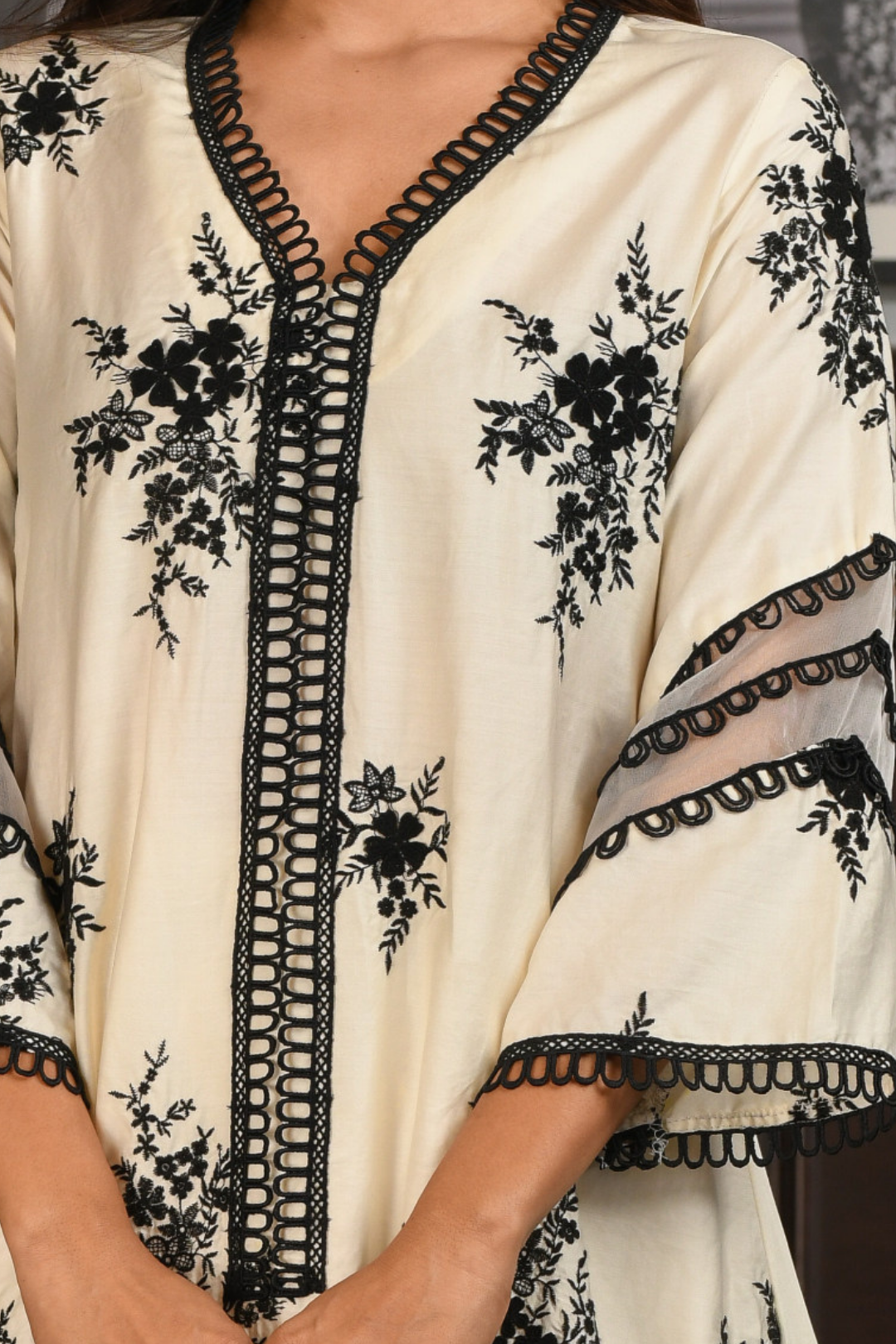 Pima Satin Gail Kurta Off White