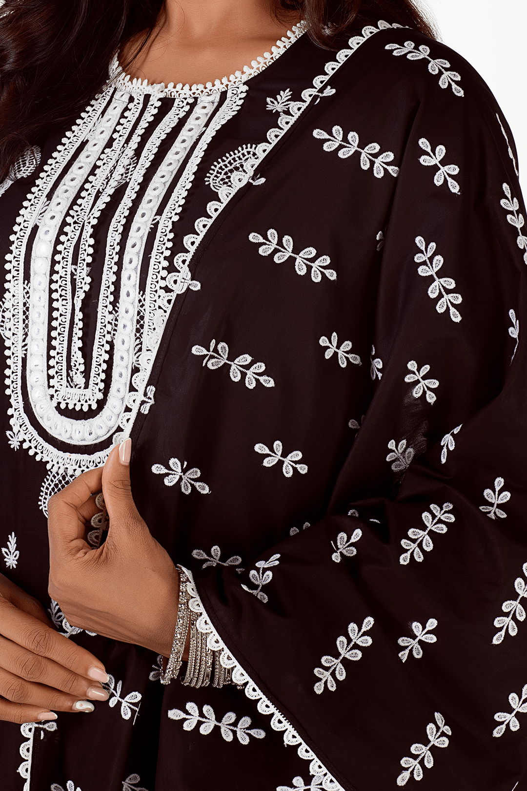 Mulmul Cotton Paige Black Dupatta