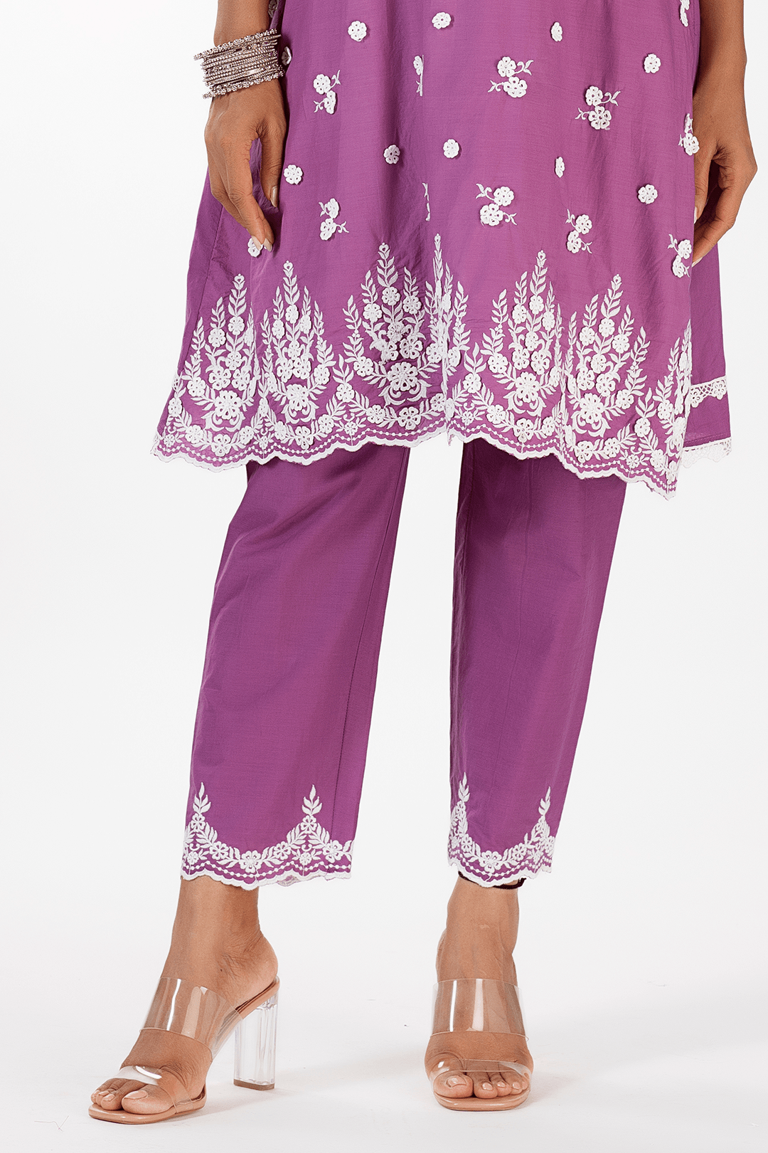 Mulmul Supima Cotton Jade Purple Kurta