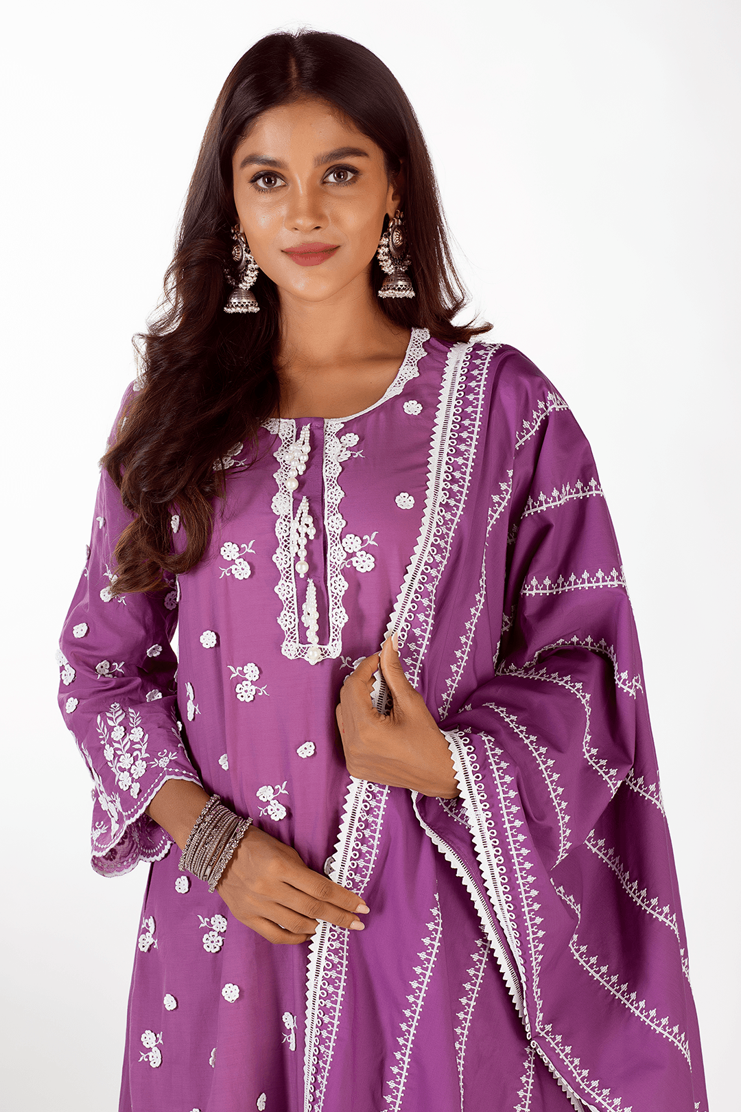Mulmul Supima Cotton Jade Purple Kurta