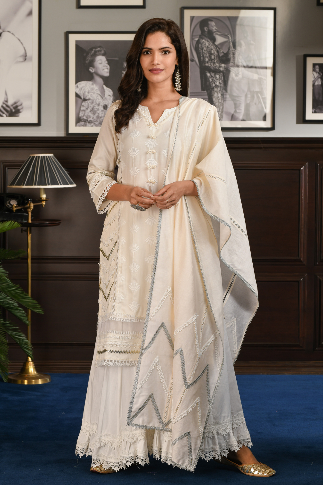 Pima Satin Keiko Kurta With Blossom Sharara