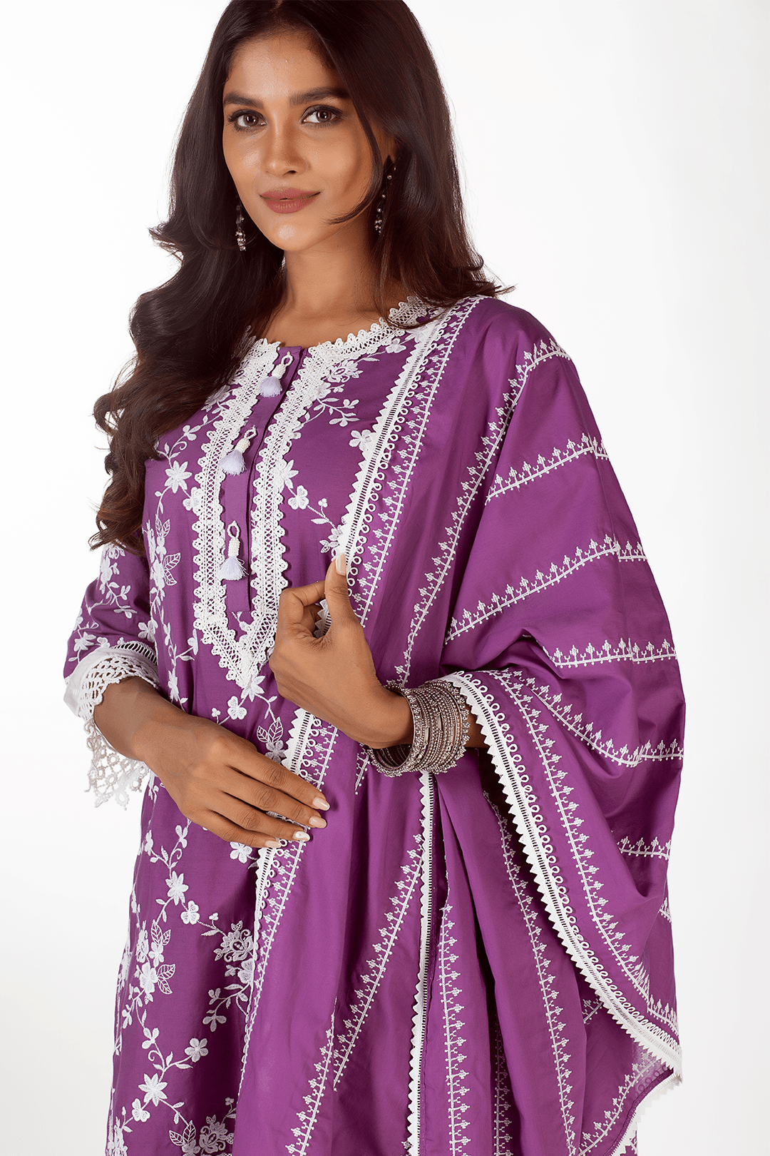Mulmul Supima Cotton Kai Purple Kurta