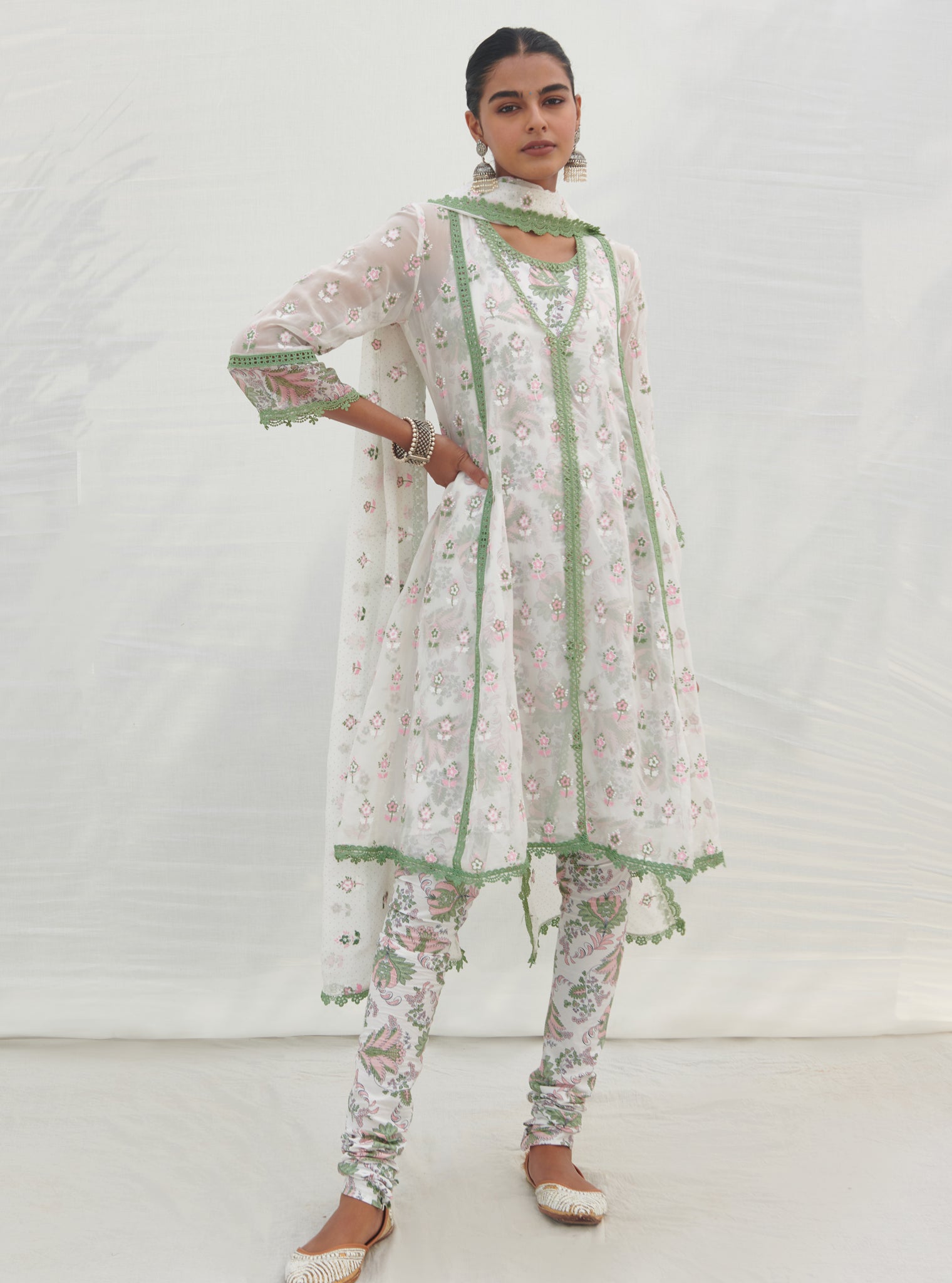 Leilani Organza Green Kurta Set