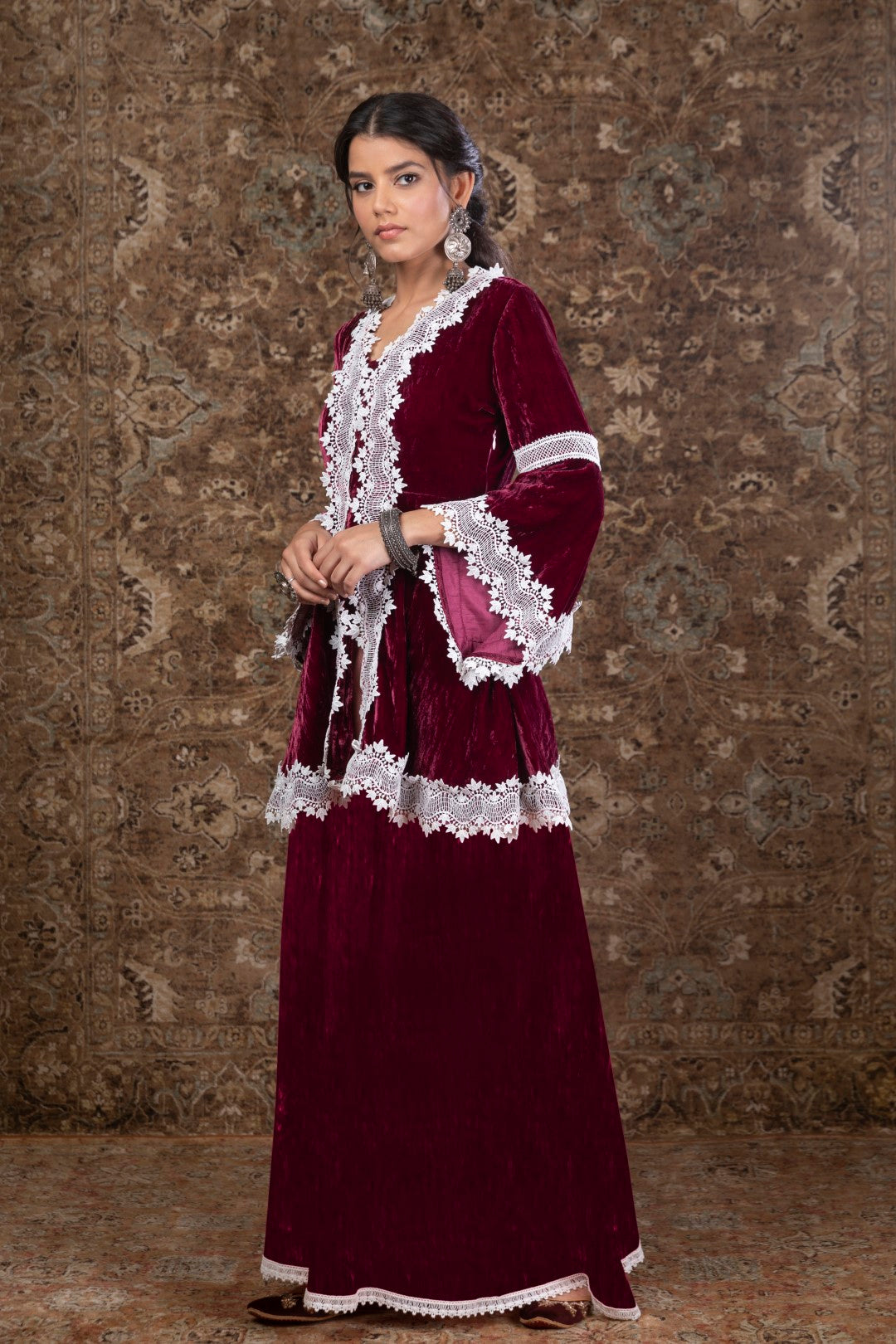 Makhmal Pine Kurta with Sharara