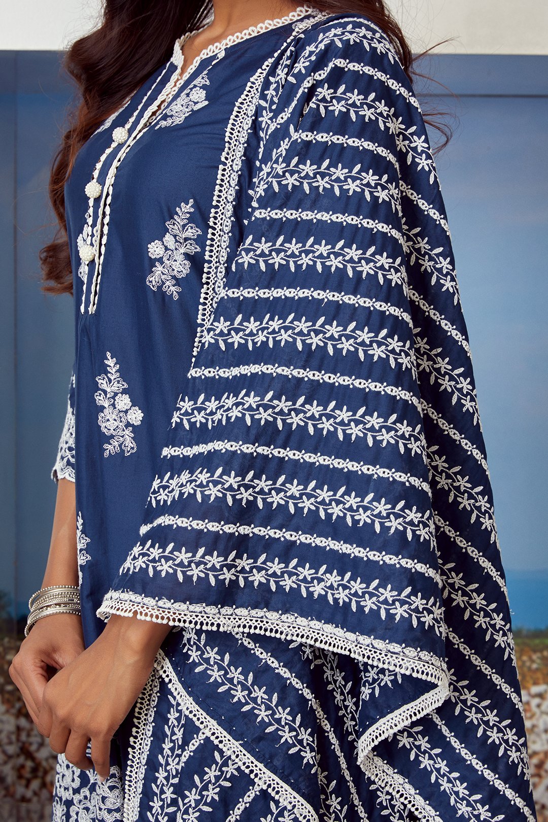 Moon Light Supima Cotton Navy Kurta Set