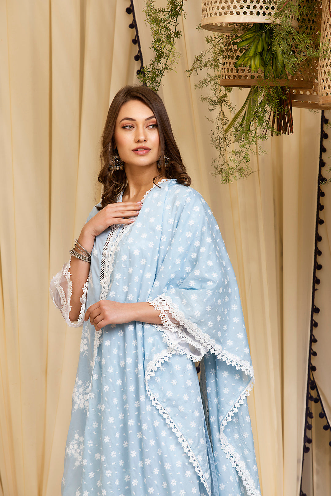 Mulmul Cotton Lola Kurta With Lola Palazzo