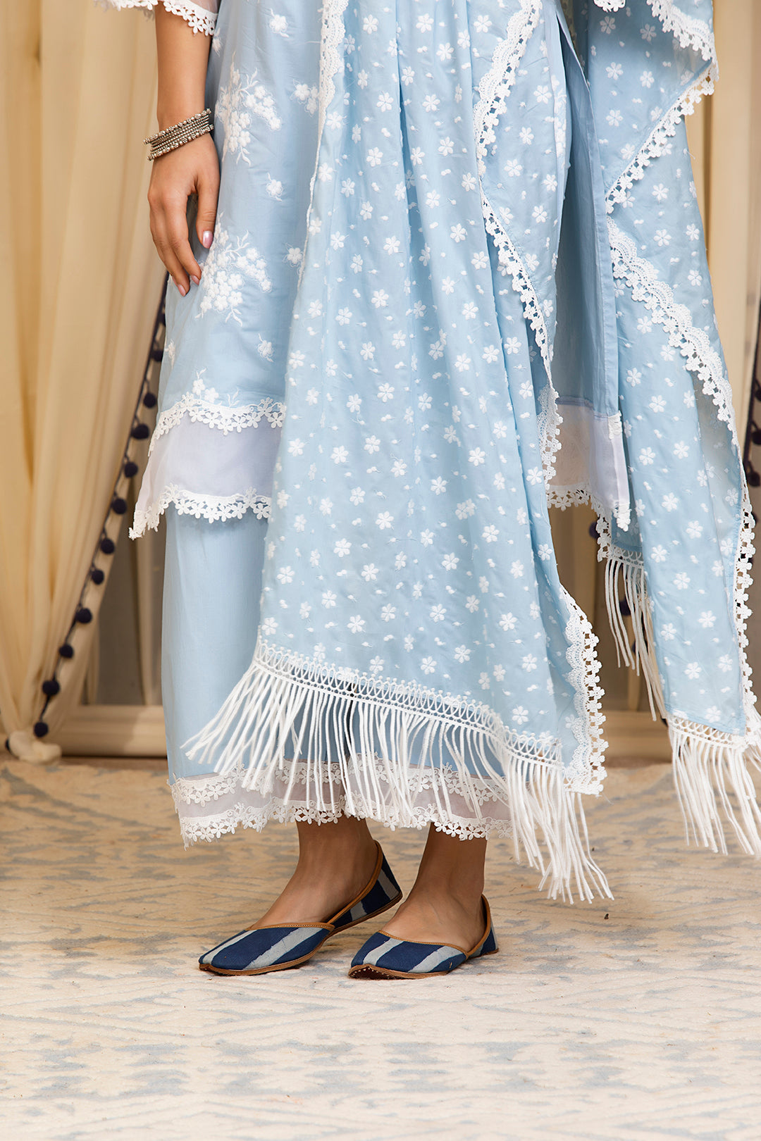 Mulmul Cotton Lola Kurta With Lola Palazzo