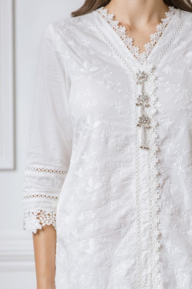 Rosewood Supima Cotton White Kurta Set