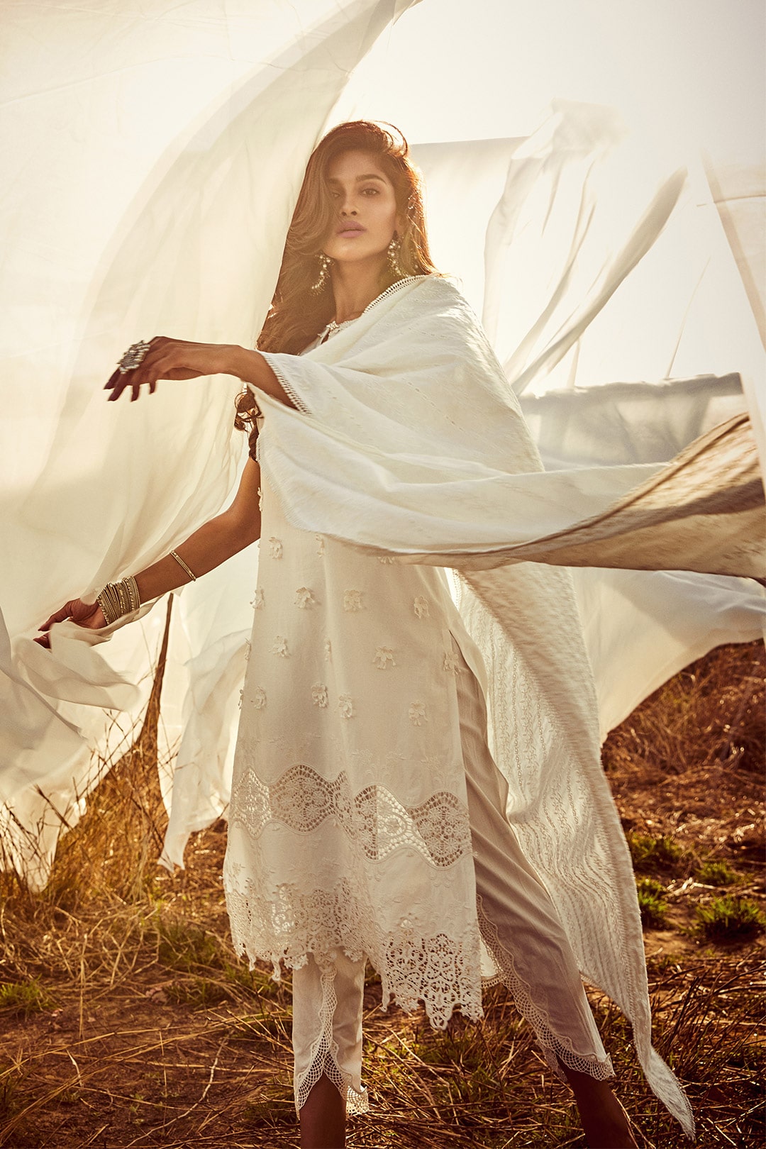 Mulmul Supima Cotton Paradise White Kurta