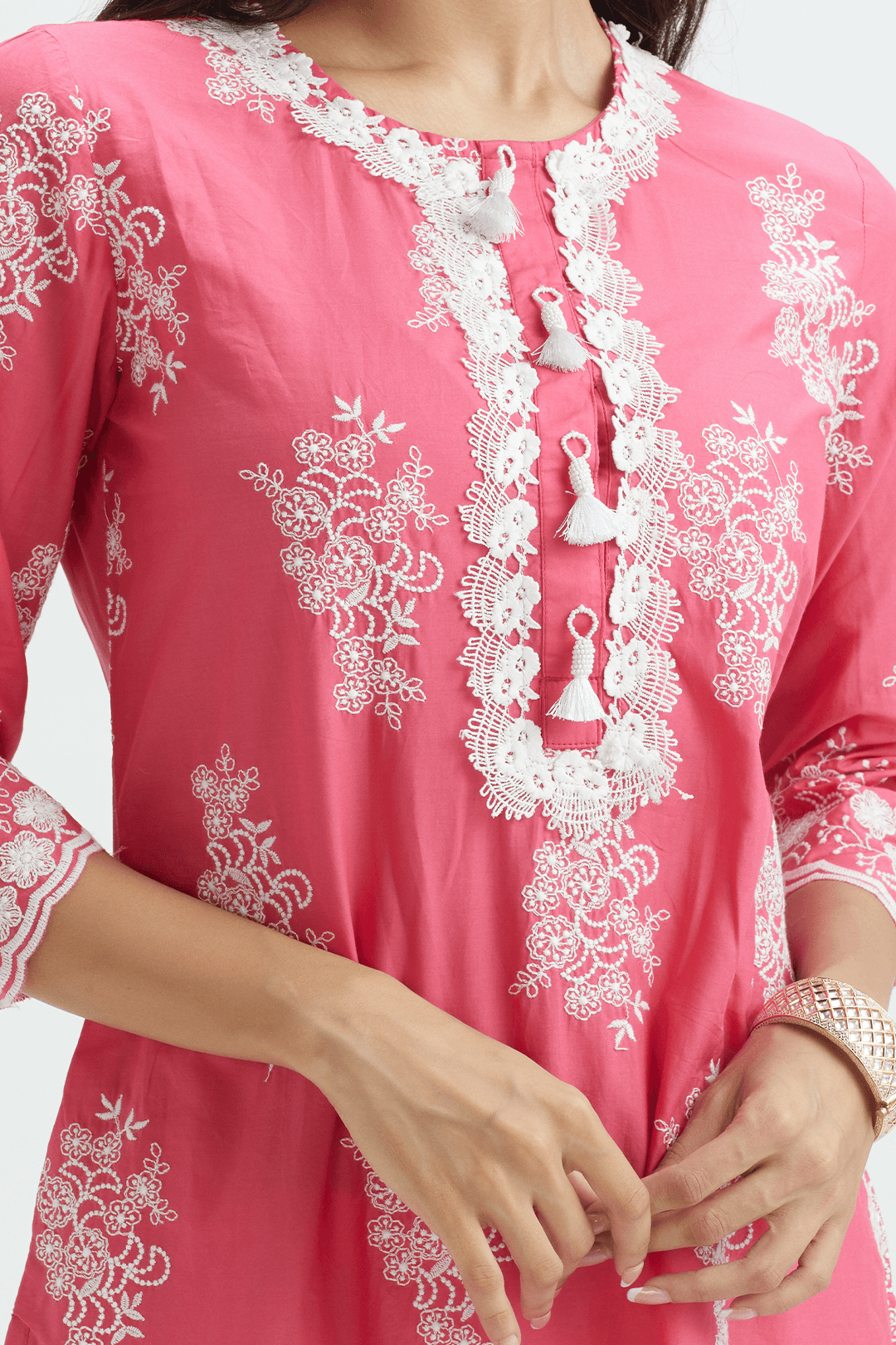 Mulmul Supima Cotton Perla Fuchsia Kurta