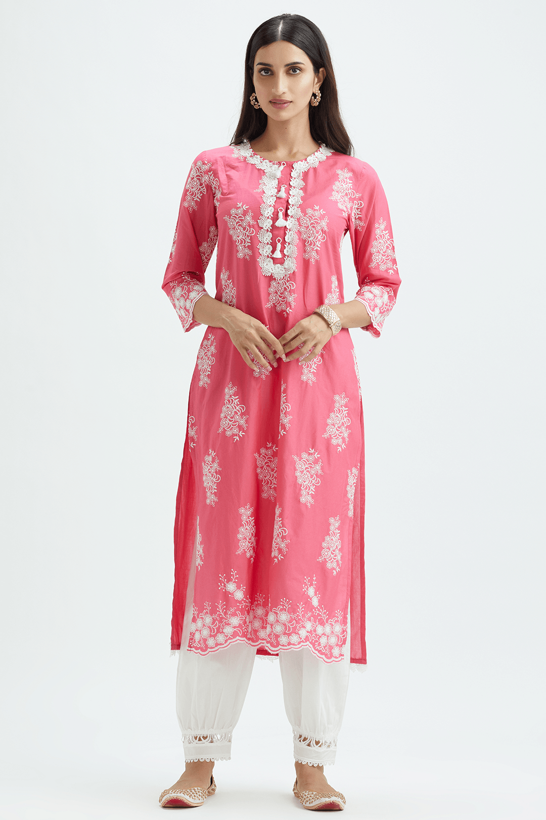 Mulmul Supima Cotton Perla Fuchsia Kurta