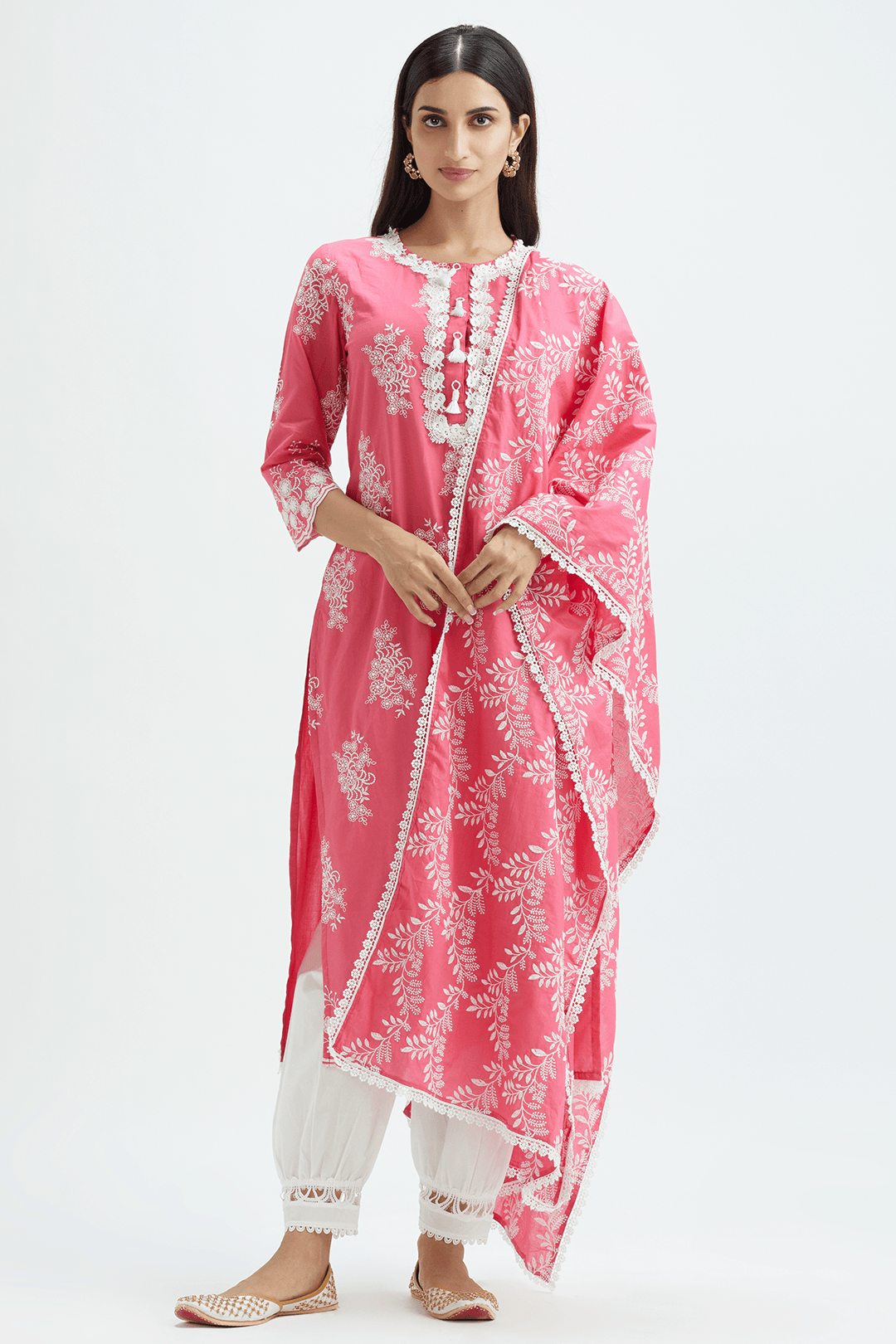 Mulmul Supima Cotton Perla Fuchsia Kurta
