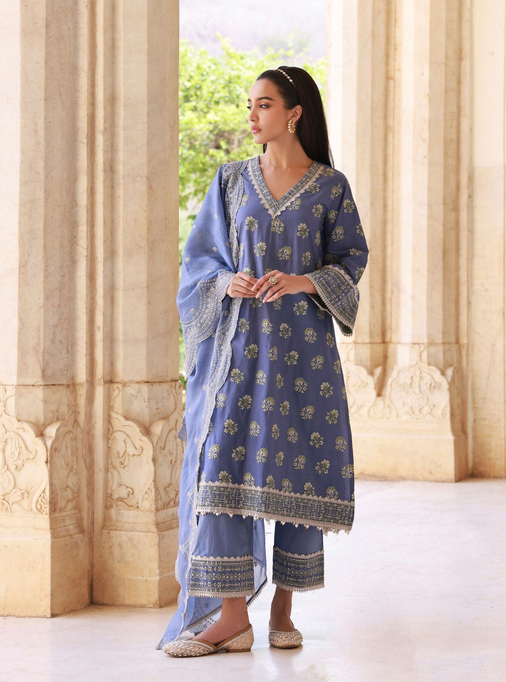 Verlem Supima Cotton Blue Kurta Set
