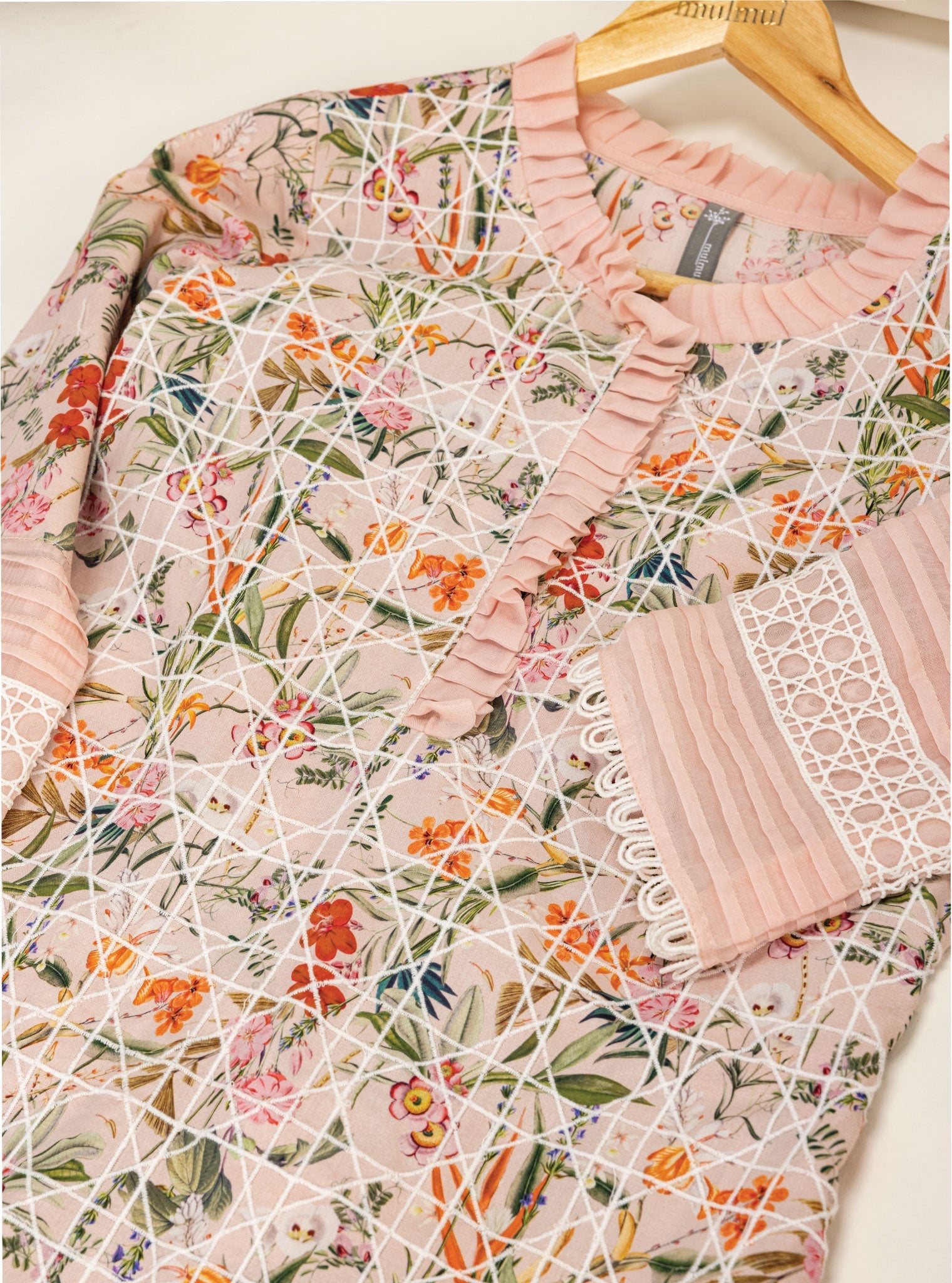 Mulmul Supima Cotton Rafaela Pink Kurta