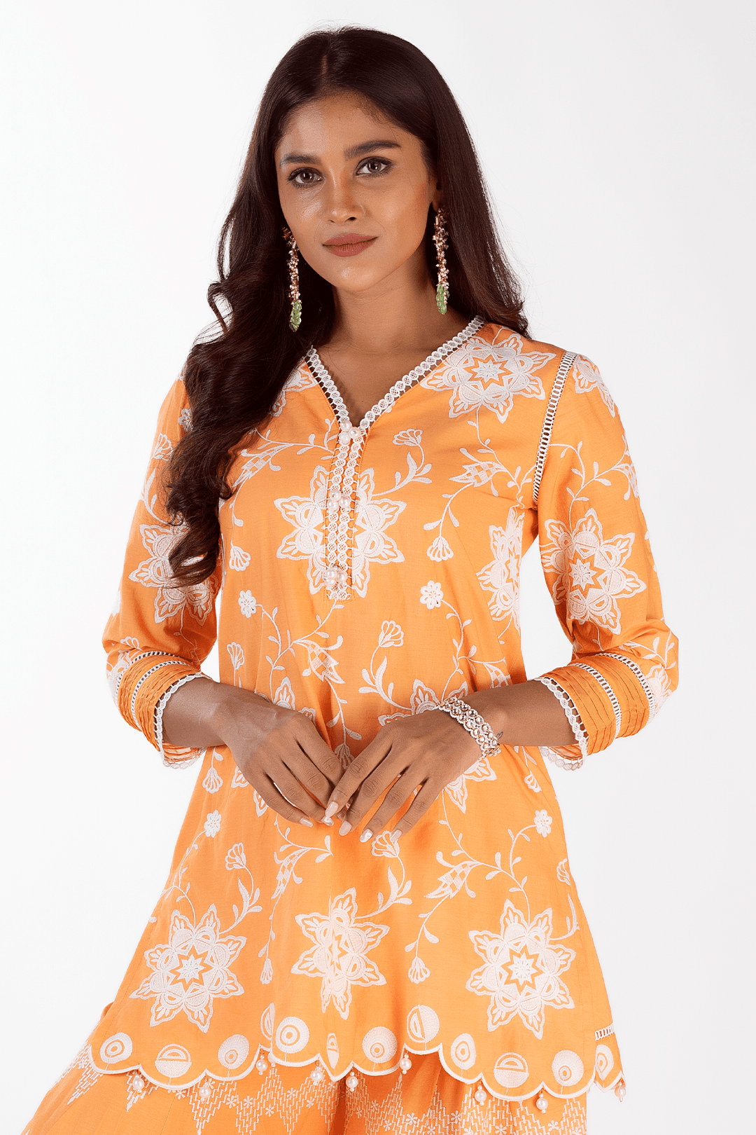Mulmul Supima Cotton Riley Orange Kurta