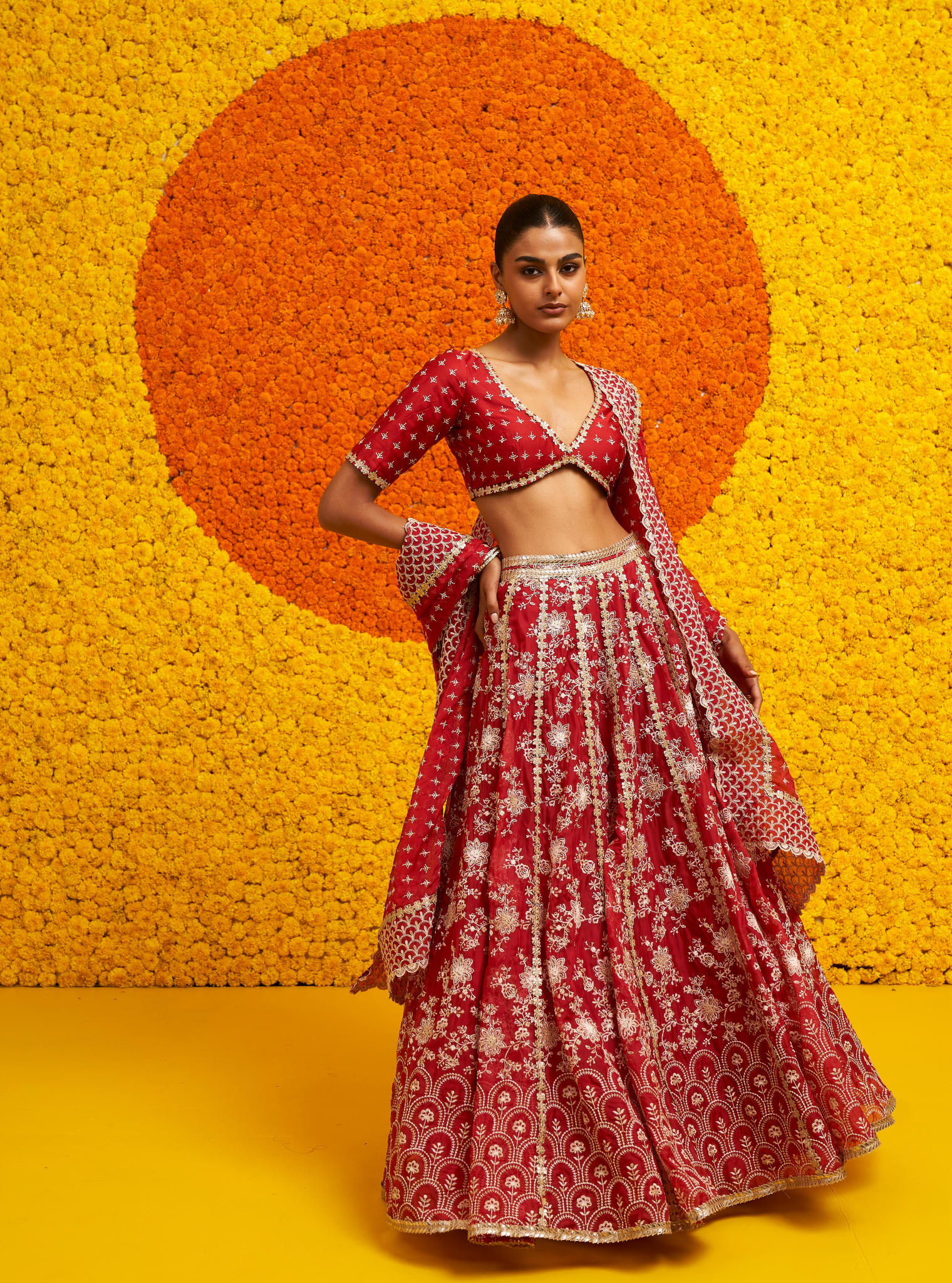 Saiyaara Organza Red Lehenga