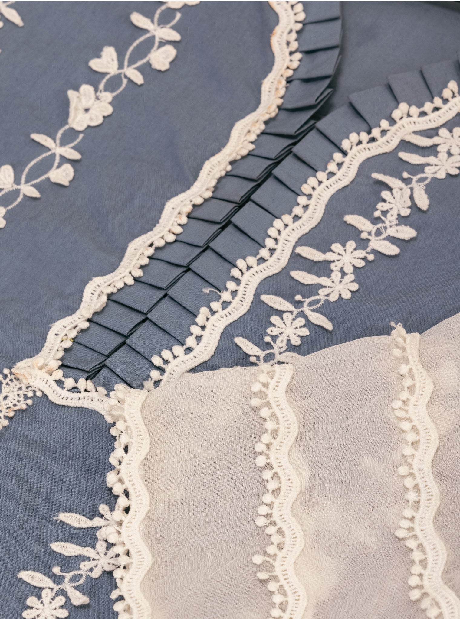 Mulmul Supima Cotton Sainj Blue Kurta