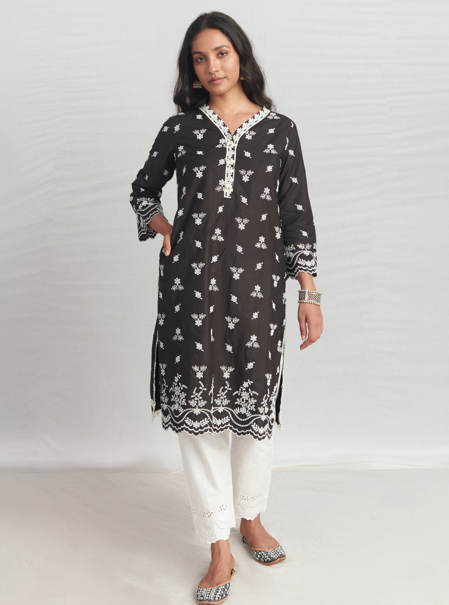 Satari Supima Cotton Black Kurta Set