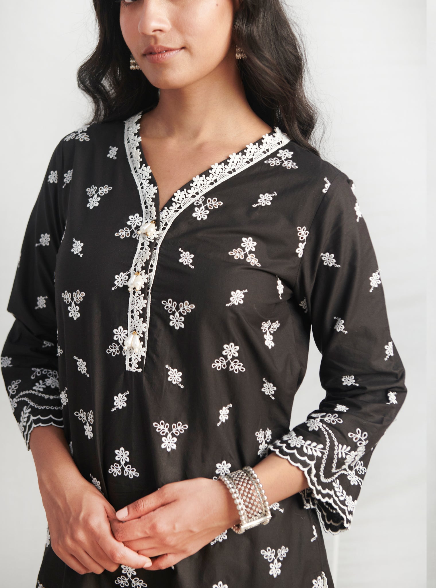 Satari Supima Cotton Black Kurta Set